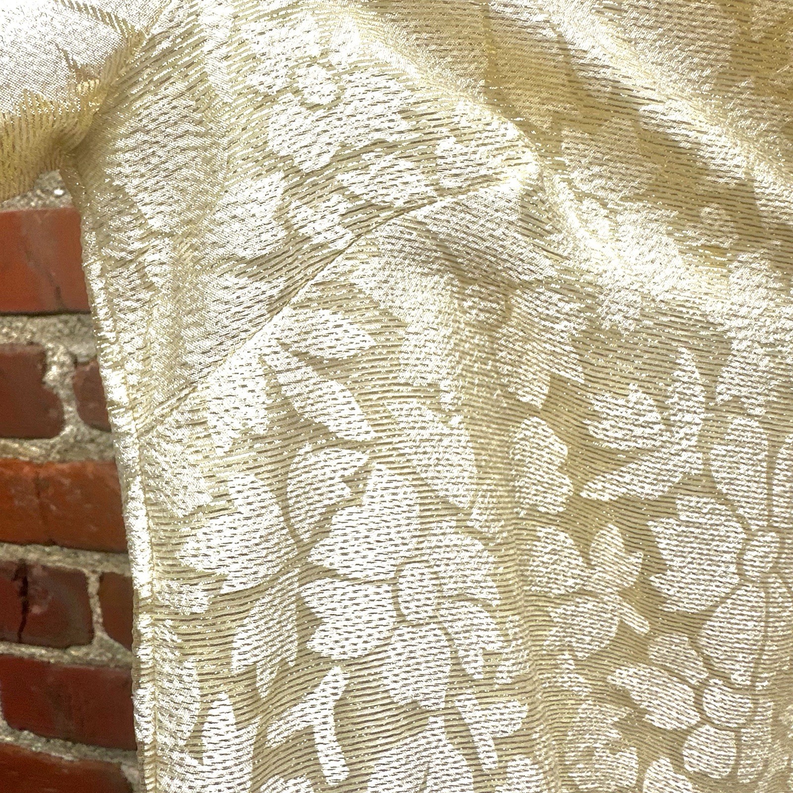 Vintage Malbe Original Lace Blouse Cream Gold Metallic Accent Sz 11 12 RN 10609