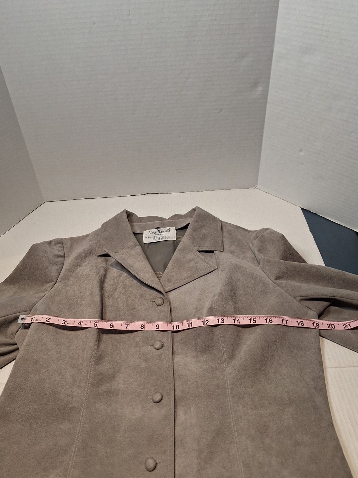 Vera Maxwell Original By Skinner Ultra Suede Suit Jacket & Skirt, Womans M, Grey
