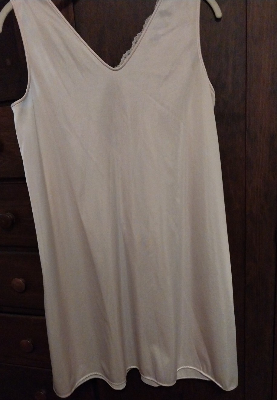 Vintage Lingerie Nightgown Lace Soft Pink Faux Pearl Buttons L Flowy Knee Lngth