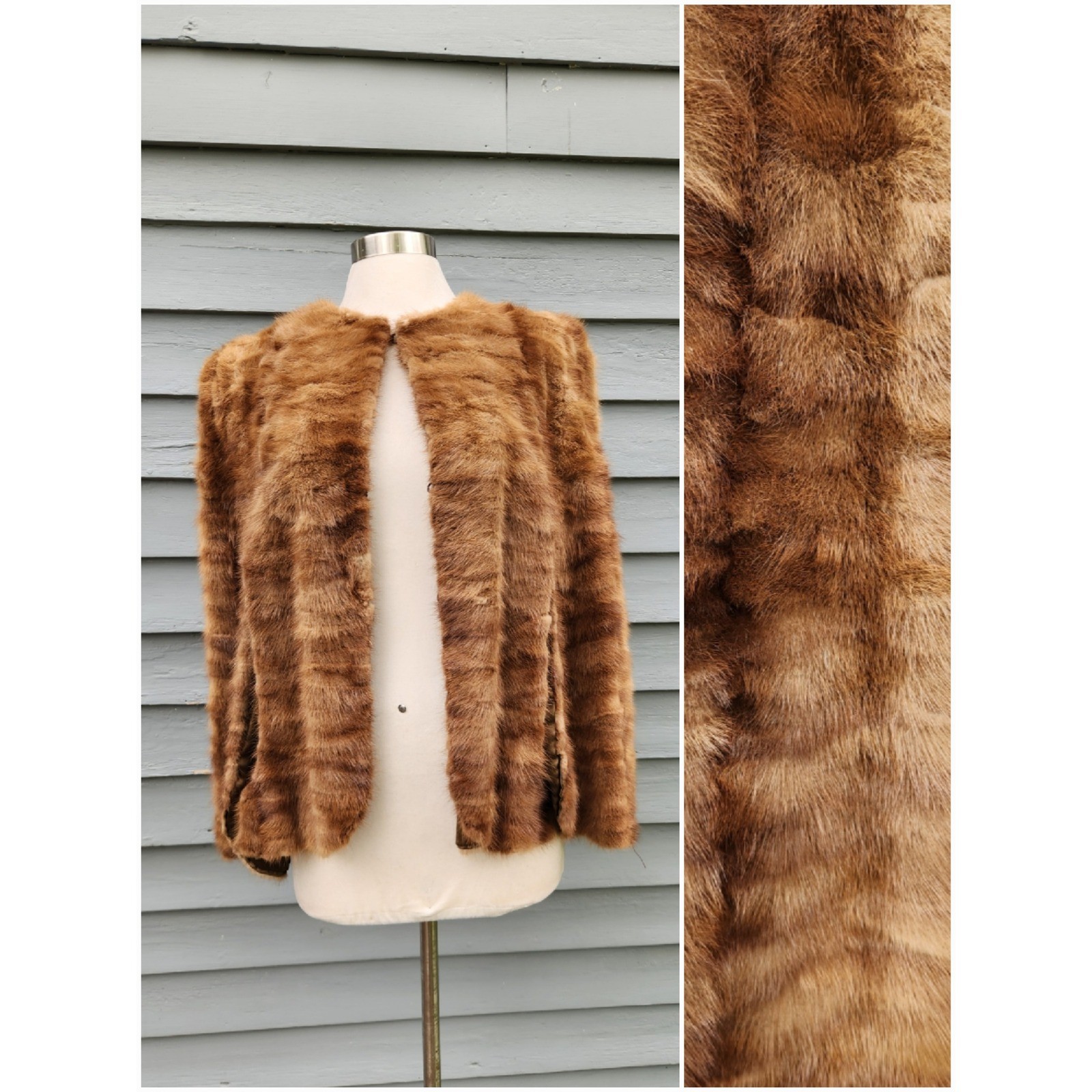 Vintage 50s Glam Lawler’s Furs Brown Real Mink Fur Cape Caplet Stole Mobwife OS