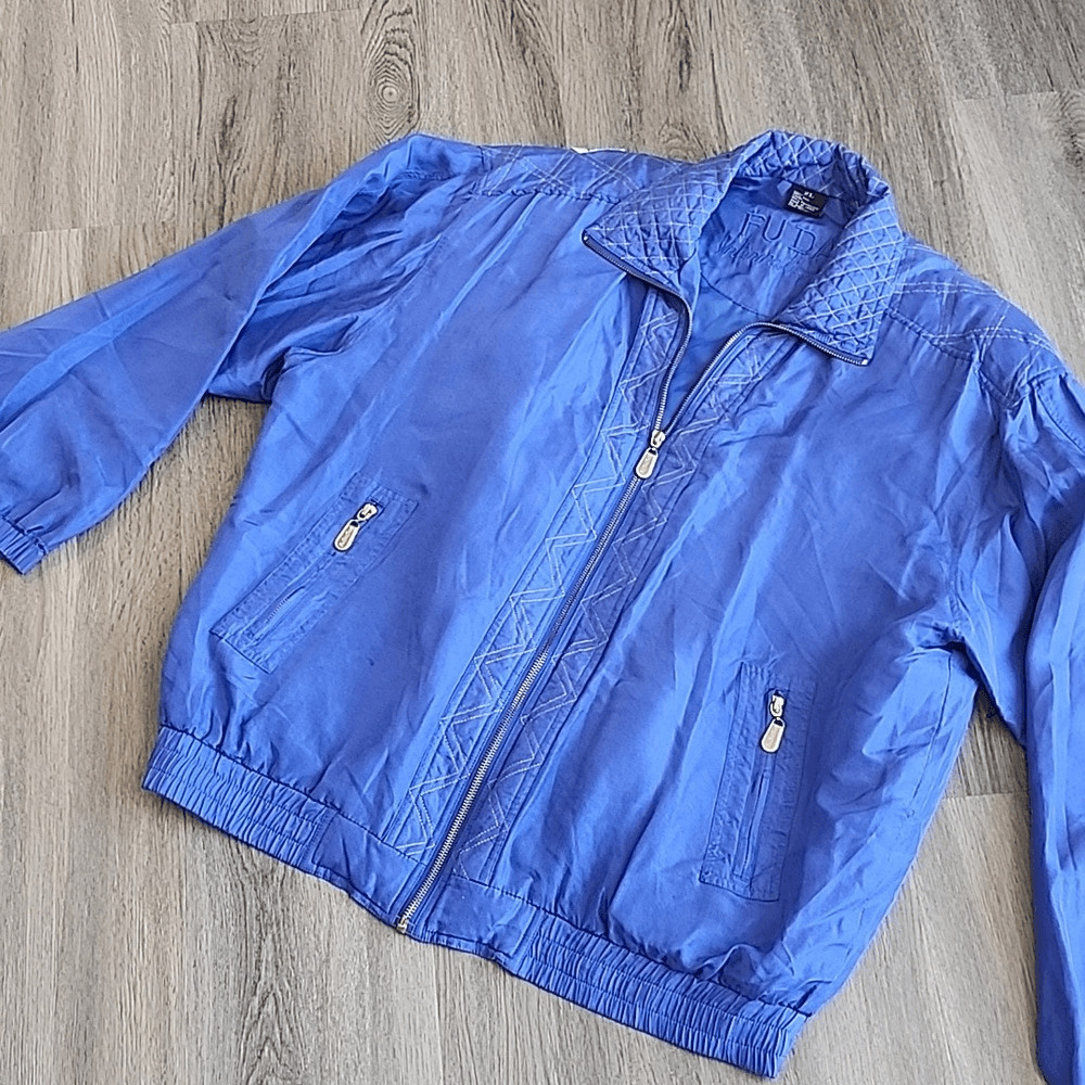 Fuda International Blue Silk Windbreaker Light Weight Jacket