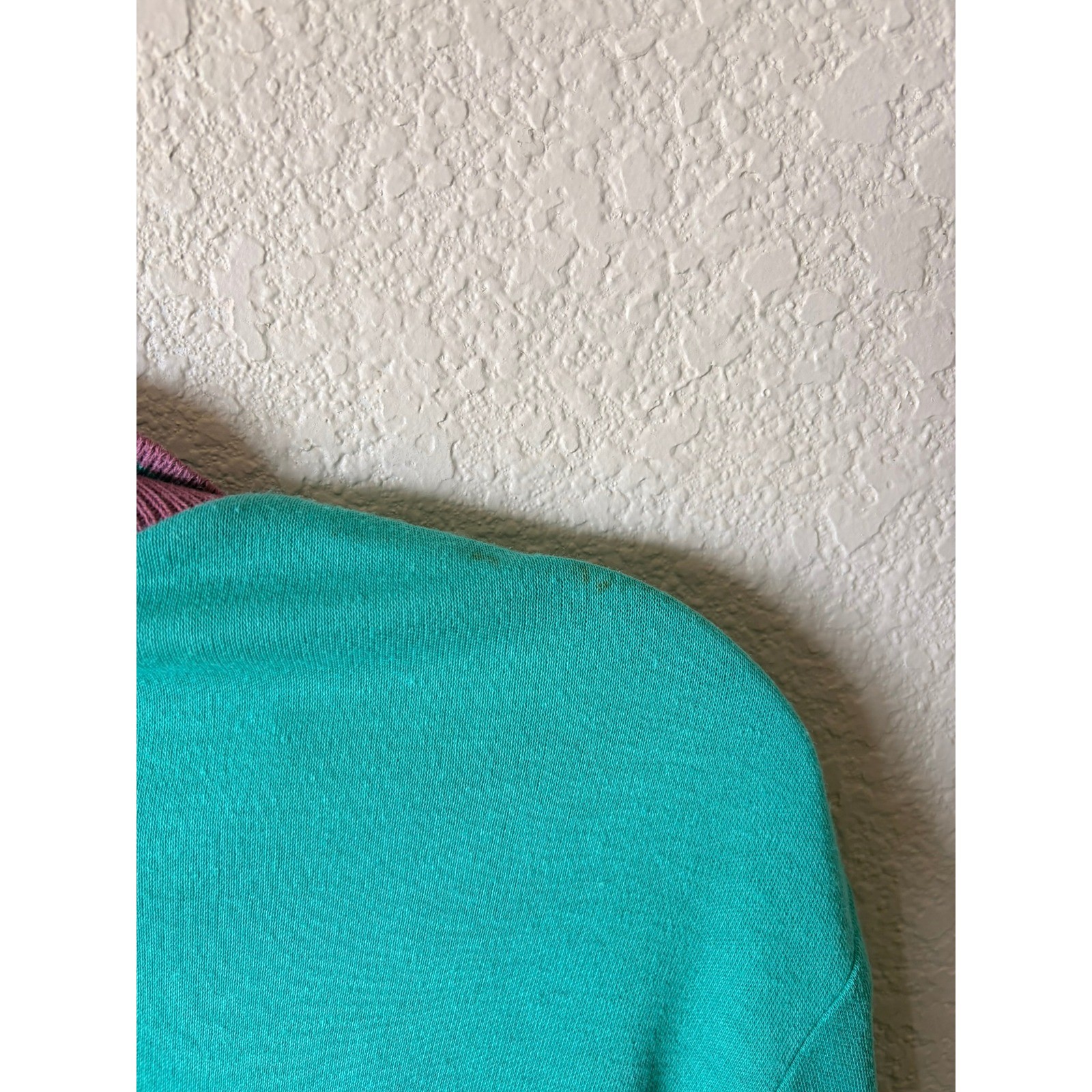 Vintage White Stag Womens Teal Green Long Sleeve Polo Shirt Burgundy Collar Logo