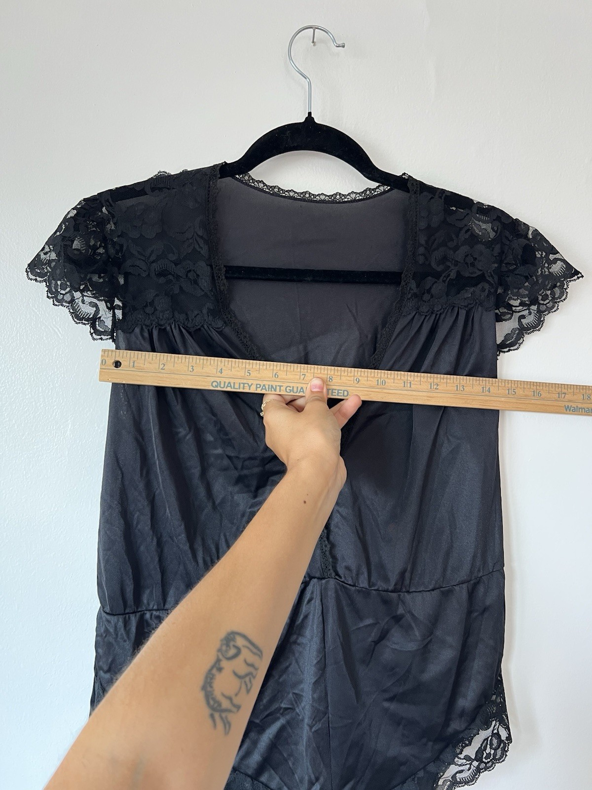 Vintage Avon Fashion Black Lace Body Suit Lingerie Undergarment XS Glam Retro