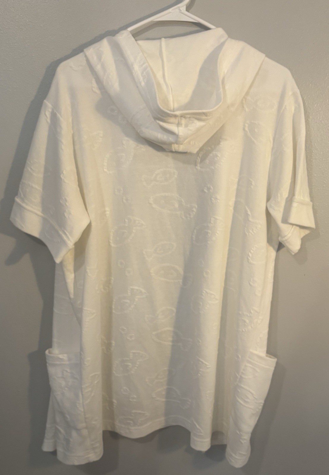 Portocruz White Full Zip Hooded Hoodie w/ Pockets Short Sleeve Women’s S