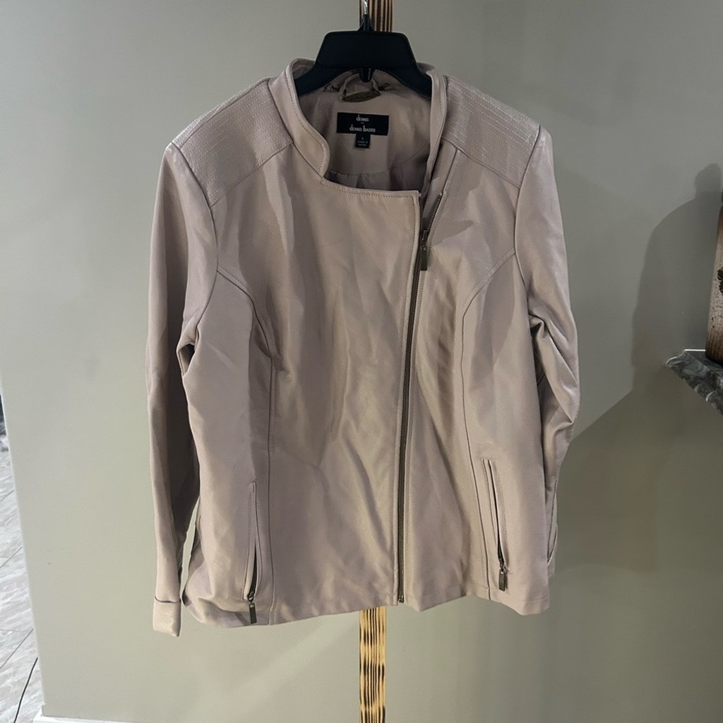 Dennis Basso Vintage Blush Pink Leather Zip Up Jacket Women’s Large
