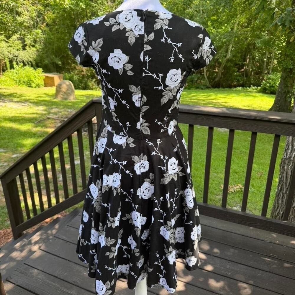 Hell Bunny Vixen Pixie Dress Gothic Cottagecore Pin-Up Floral Dress Whimsy goth