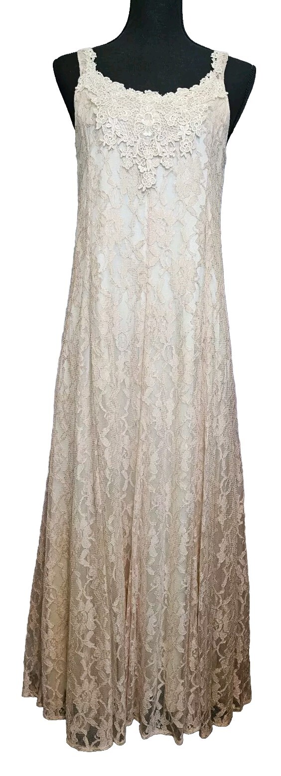 Margot Lea Peach Lace Dress And Bolero Jacket Satin Lining Size Medium Vintage