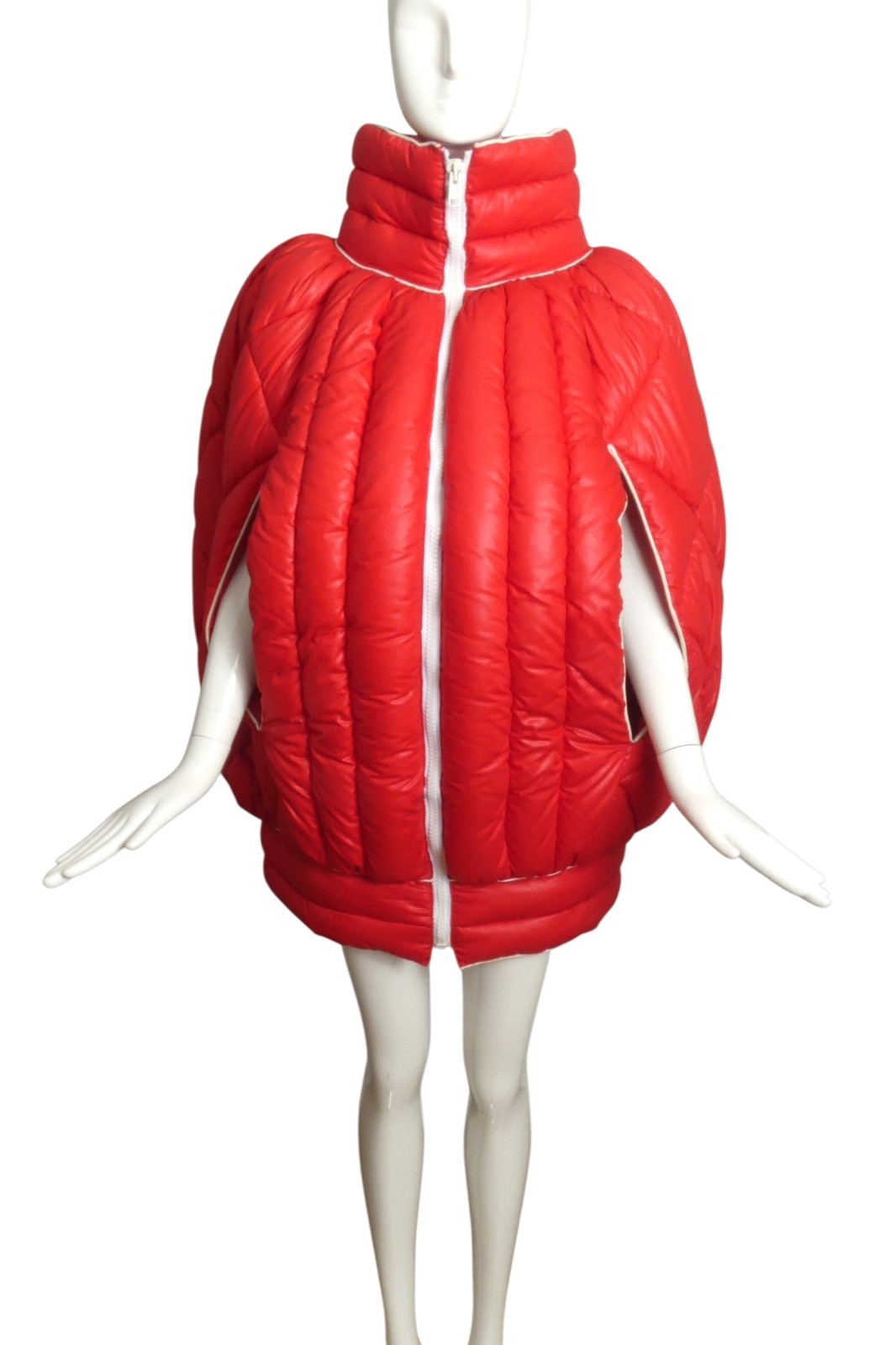 PIERRE CARDIN (HAUTE COUTURE)- 1980s Red Rounded Puffer Coat, Size 6