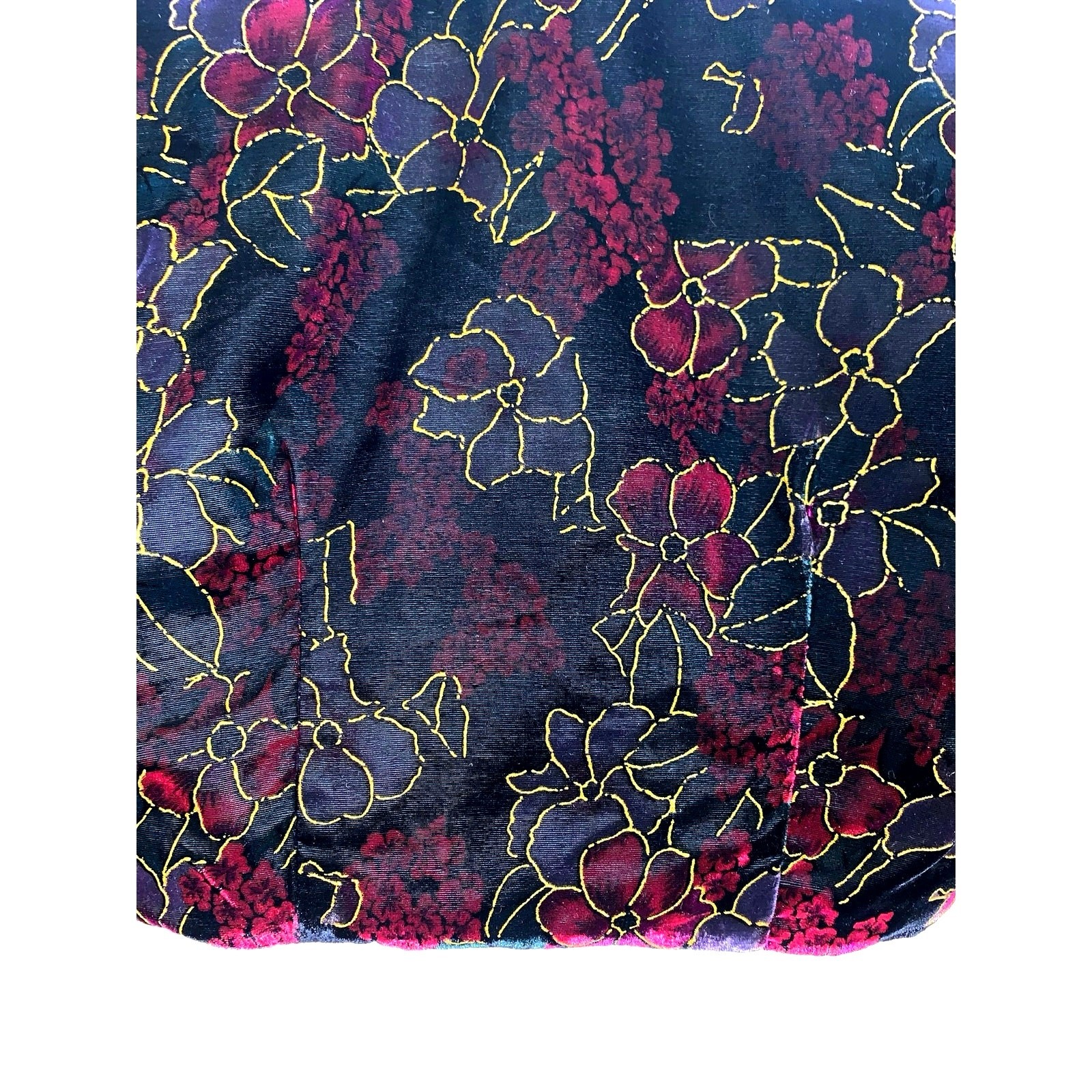 Vintage Velvet Floral CDC Evening Bolero Jacket Womens M 90s Party Cropped