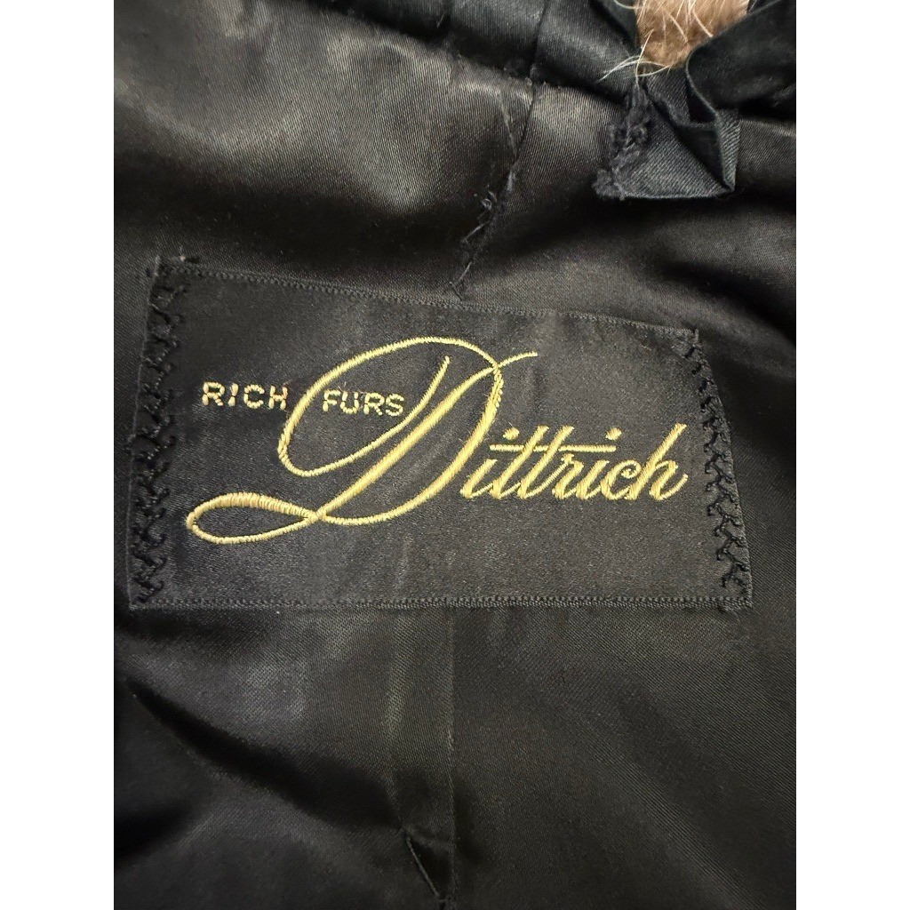 „Dittrich Furs” Real Fur Coat Cropped Batwing Zip Up Brown Grey Silver Fox NO SZ