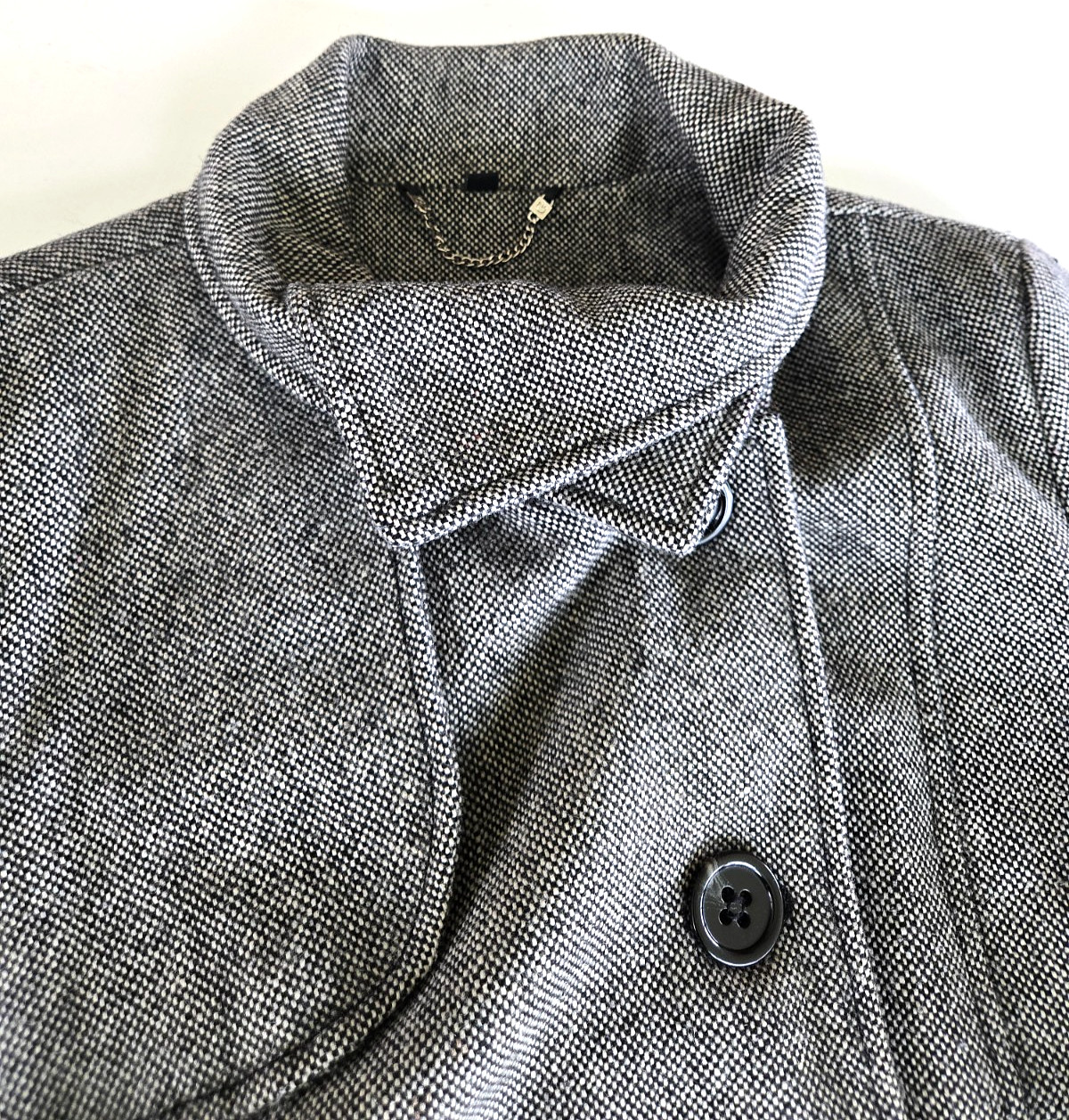 Vintage GUESS Wool Blend Pea Coat Black & White Tweed Women’s Size Small