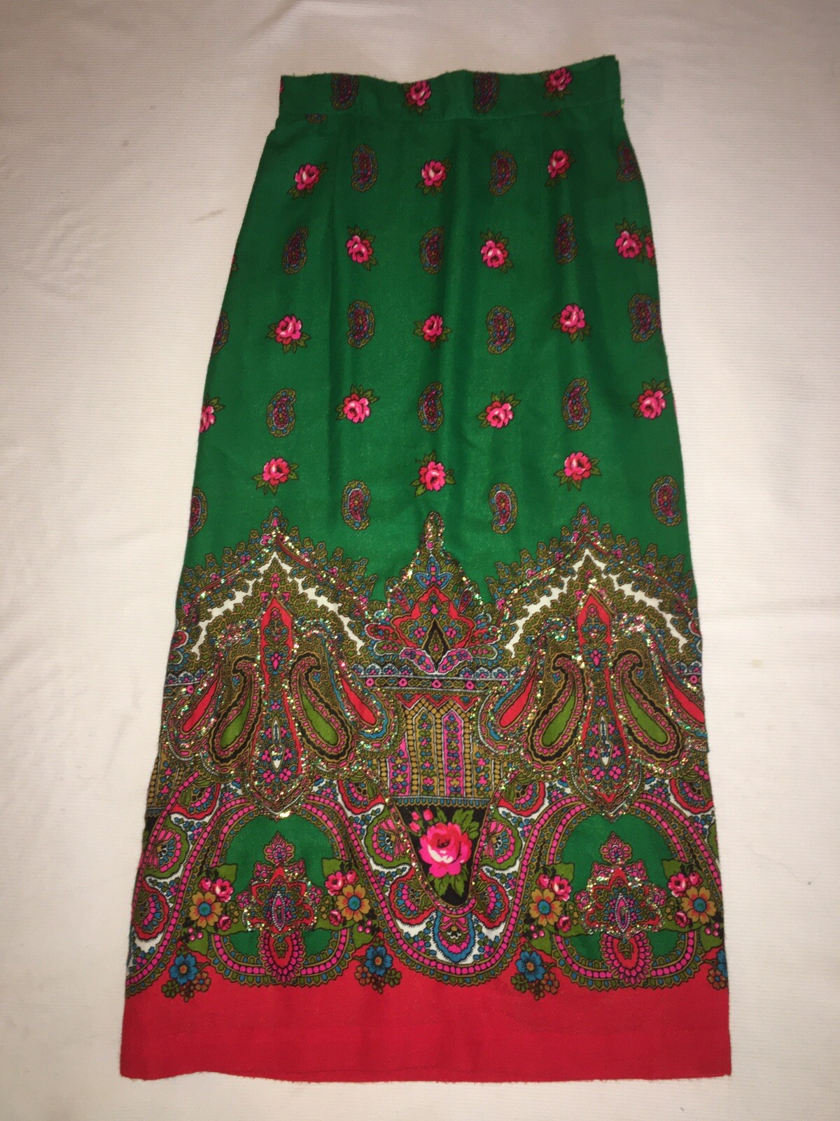 MALBE Couture Vintage Paisley Floral MOD Art Deco SKIRT
