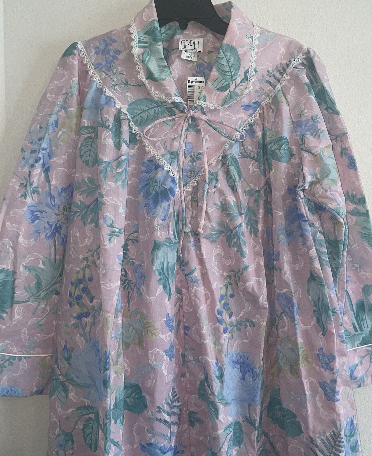 Vintage Vtg Appel Housecoat Nightgown Zip Front Floral Womens L Large New Nwt