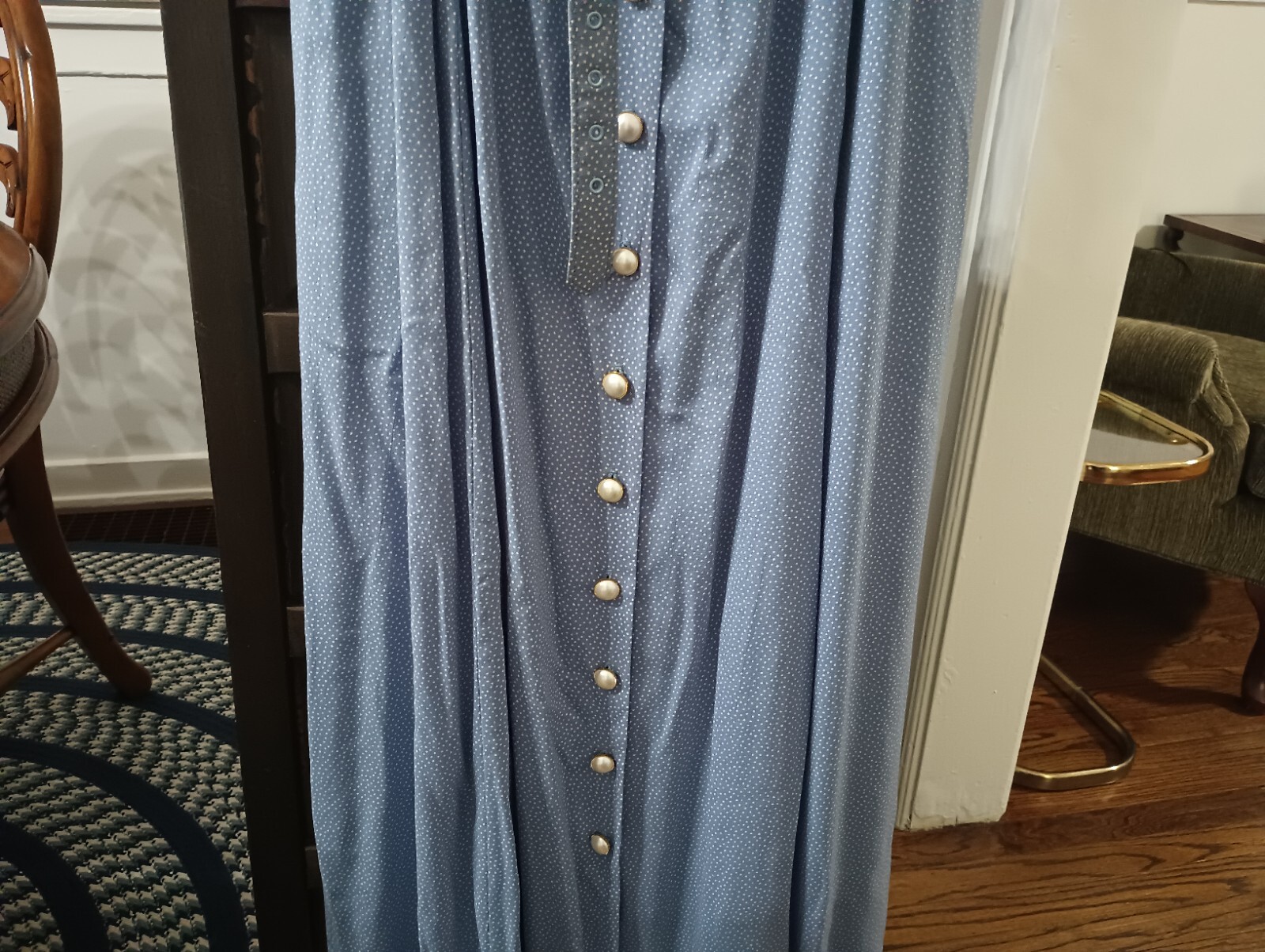 Vintage Brooks Brothers Womans Button Up Dress w/ Belt Size 10 Blue 🔥🔥