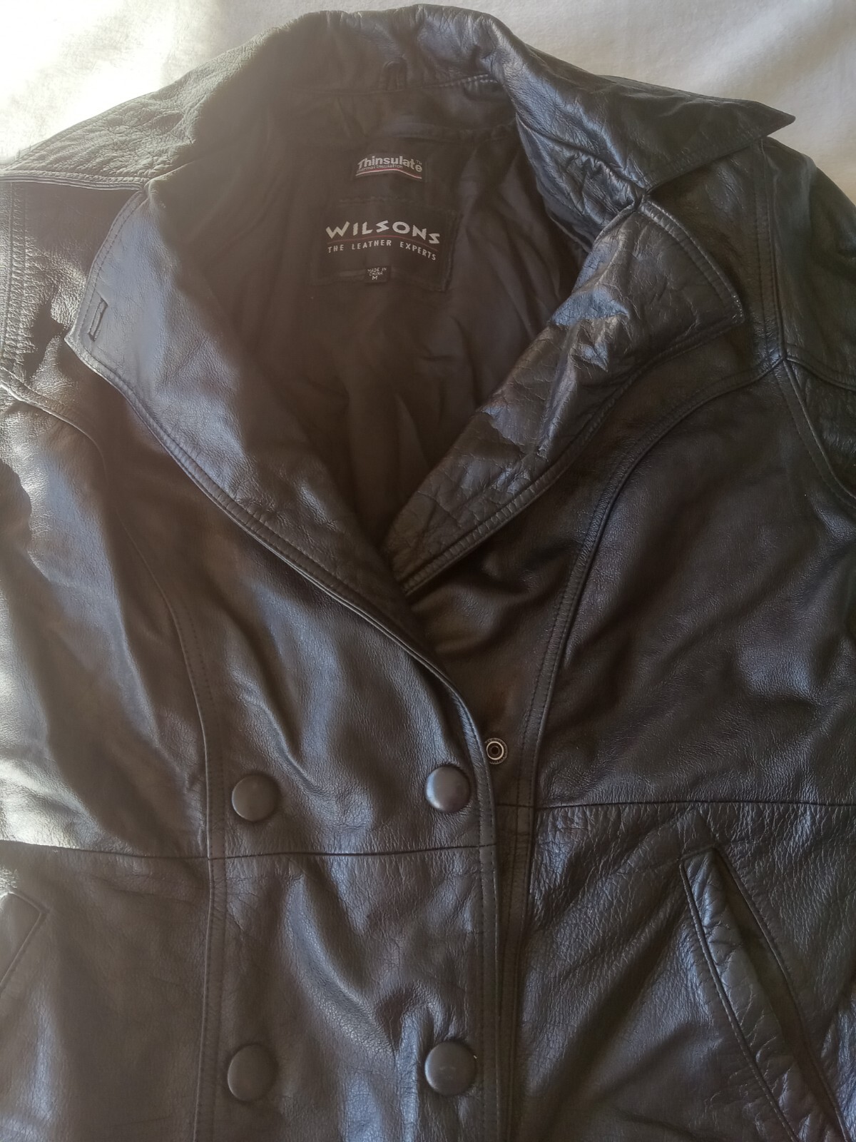 Size M, Wilsons Thinsulate 3M Thermal Insulation Black Leather Jacket, Woman’s