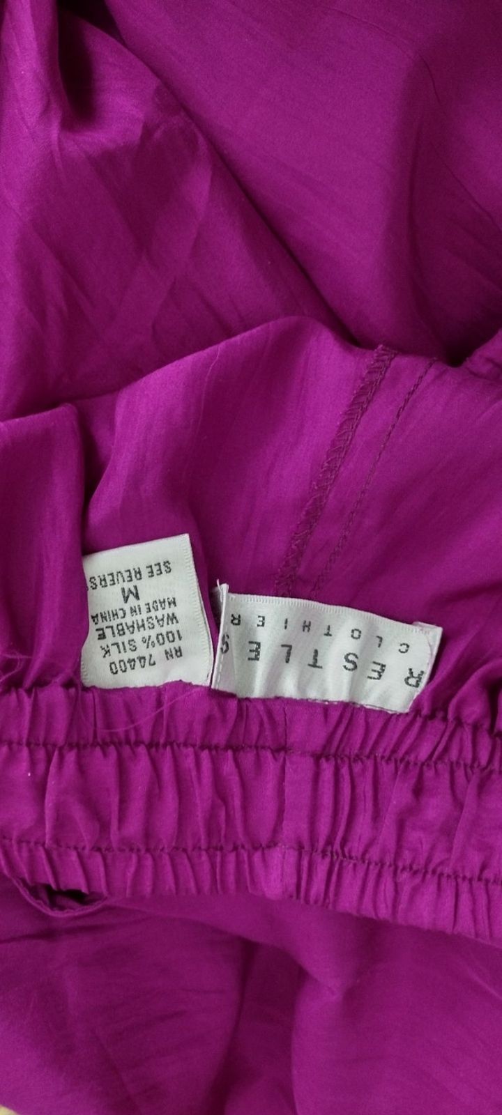 Vintage 90s Restless Clothier 100% Silk Bold Magenta High-Waist Pants Size M/L