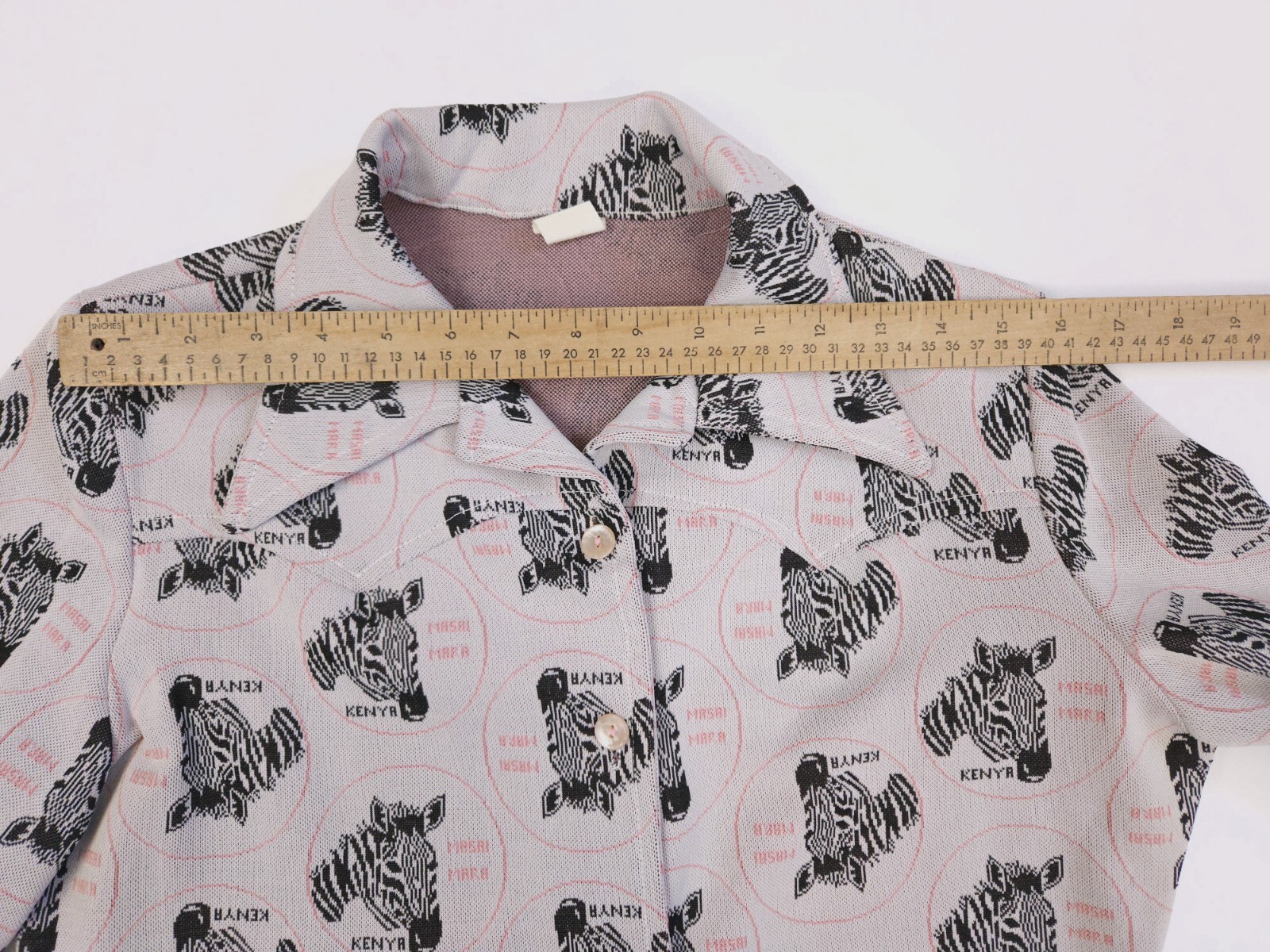 Masai Mara Zebra Double Knit Polyester Western Shirt Women’s Small Vintage 70s