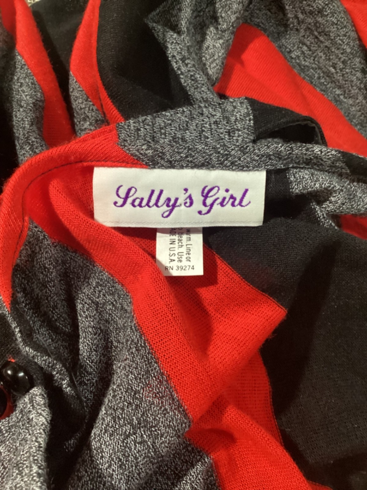 Vintage 80’s Red Black Gray Chevron Stripe Jersey Knit Belted Midi Dress Sz 6