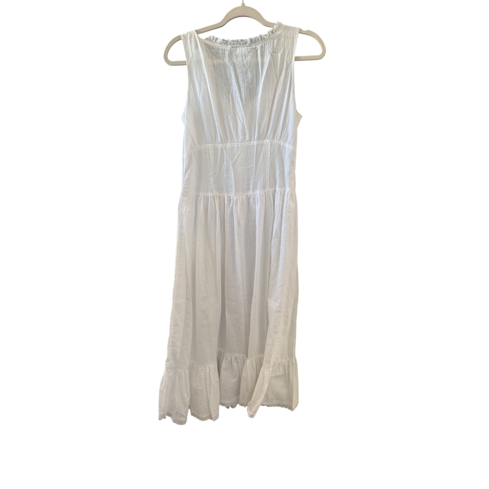 Morgan City Vintage White Eyelet Lace Prairie Midi Dress Womens Medium USA Made