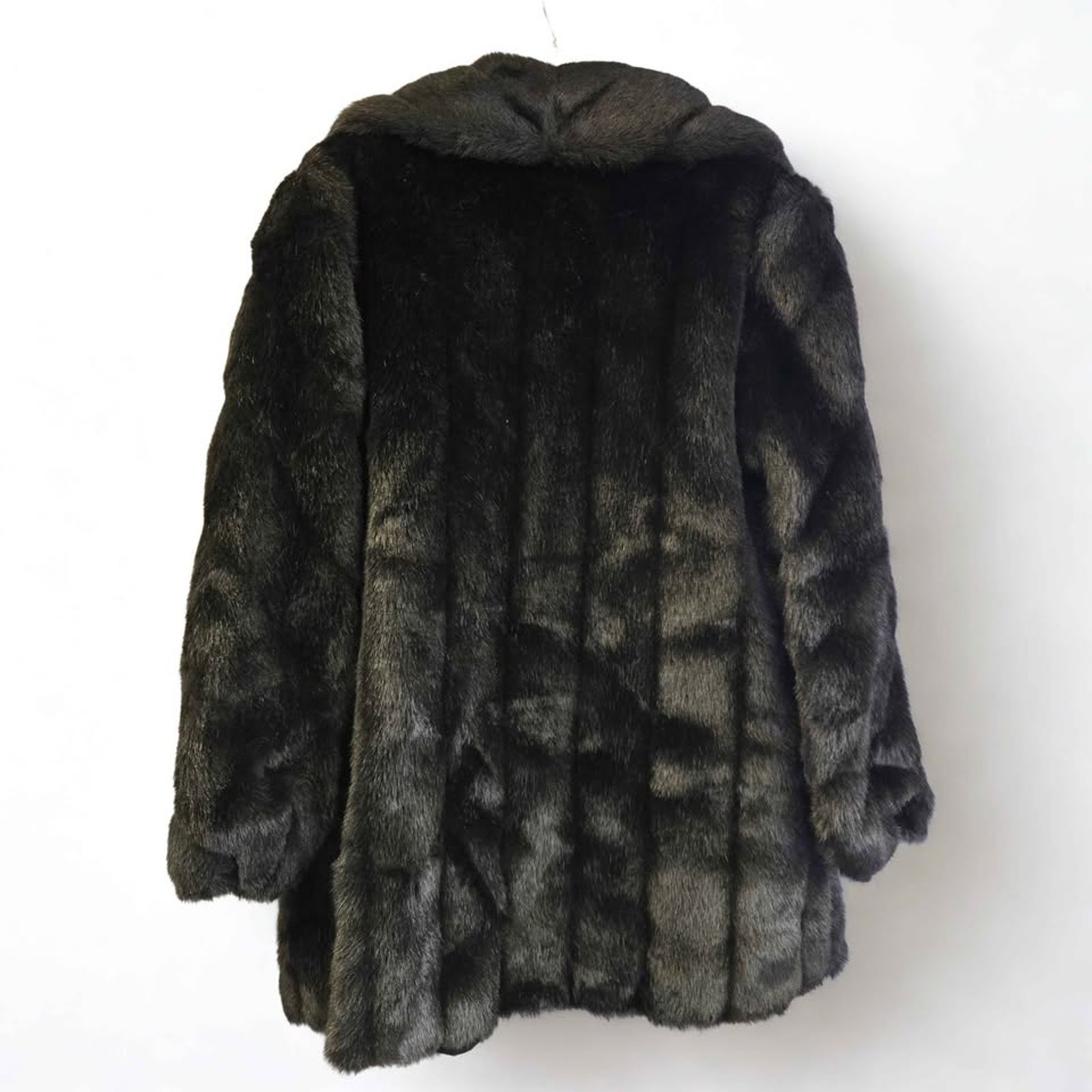 Monterey Fashions Faux Fur Glamour Mob Wife Winter Coat Brown Large