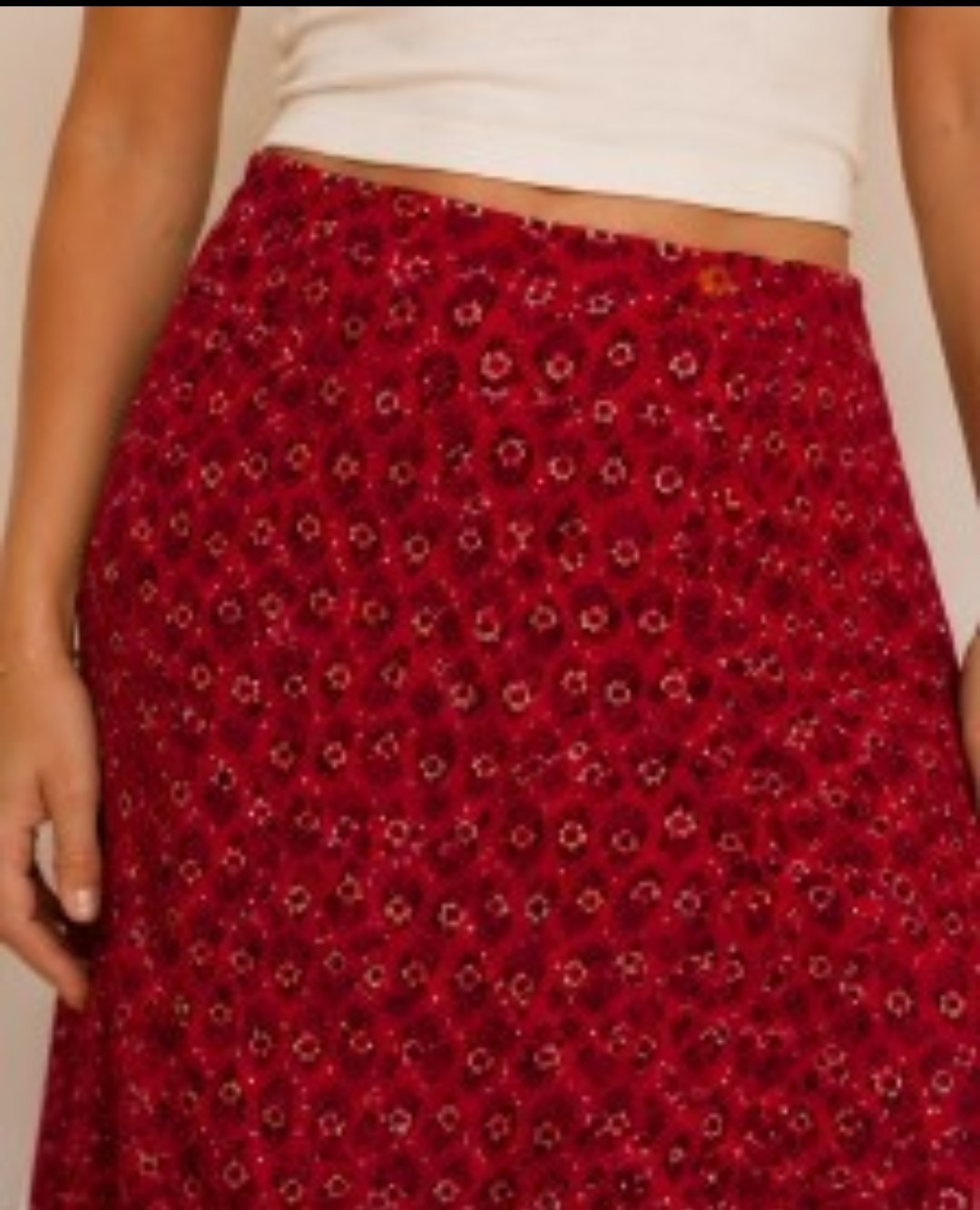1970s India Imports of Rhode Island Cotton Floral Block Print Maxi Wrap Skirt XS