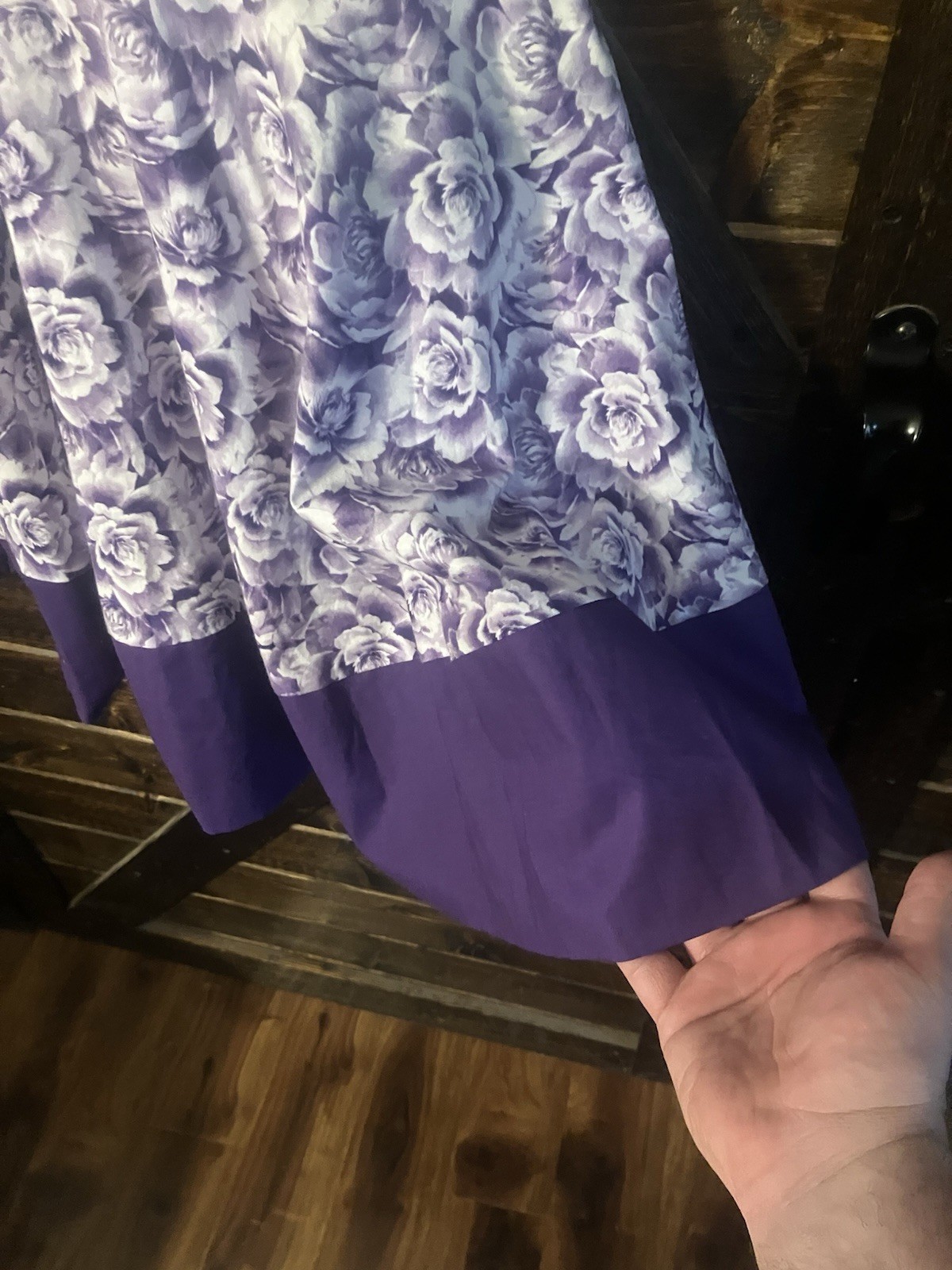 Vintage 70’s 80’s Handmade Purple Floral Cotton Woman’s Mu’Mu Maxi Dress Large
