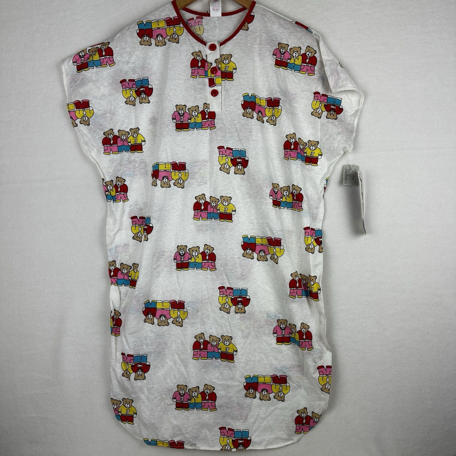 Vintage Women’s Large Nightgown Jennifer Dale Teddy Bear Short Sleeve Union Made
