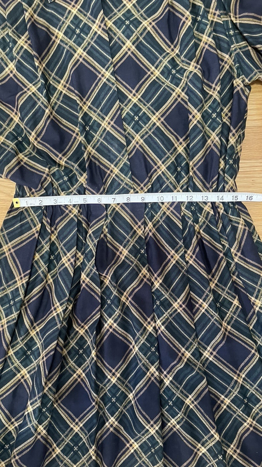Vintage 80s Papillon Collection Plaid Midi Dress Academia Tartan Secretary Sz 14