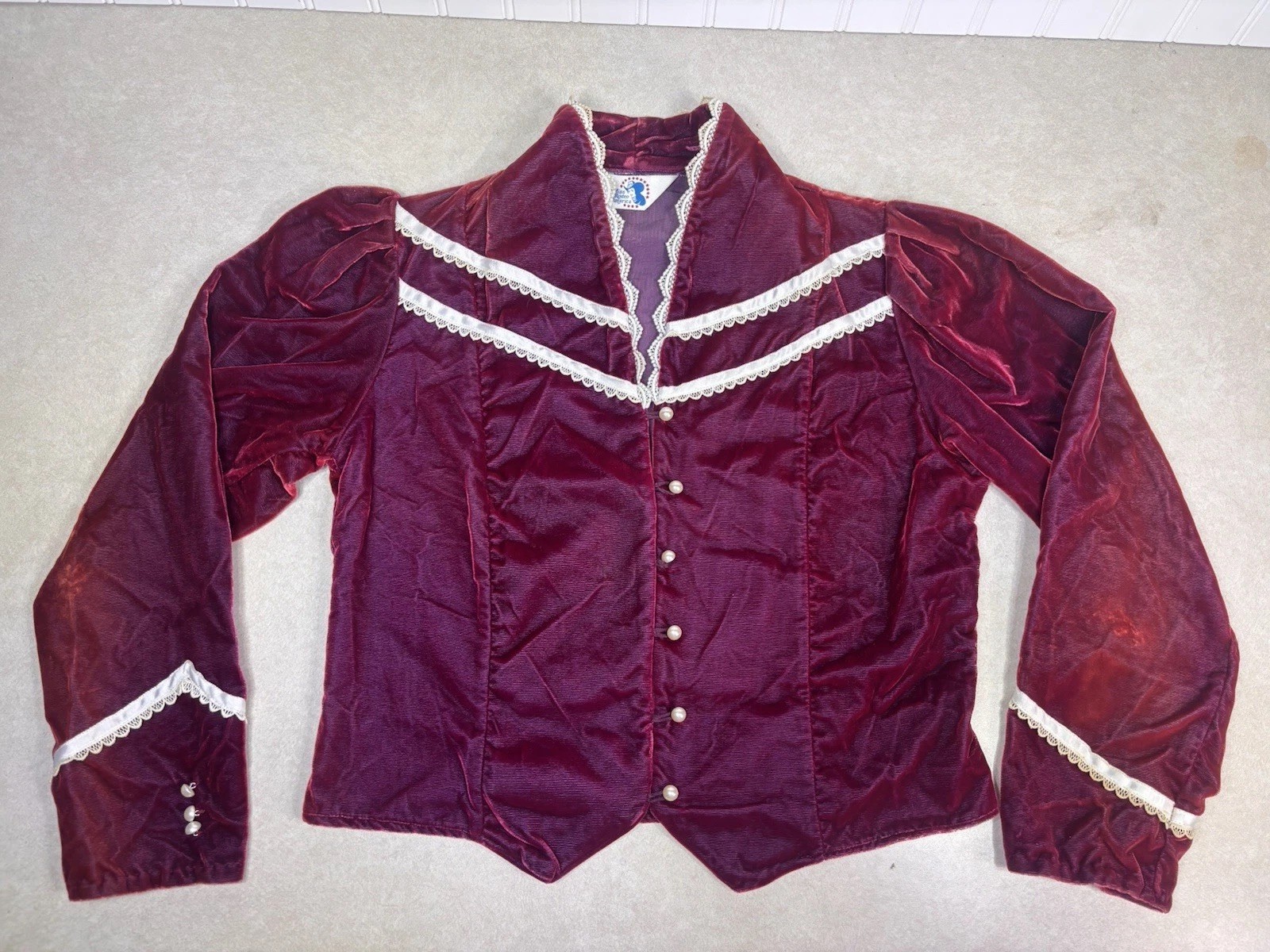 Vintage Miss Rodeo America Red Velvet Western Pagent Shirt Button Up READ