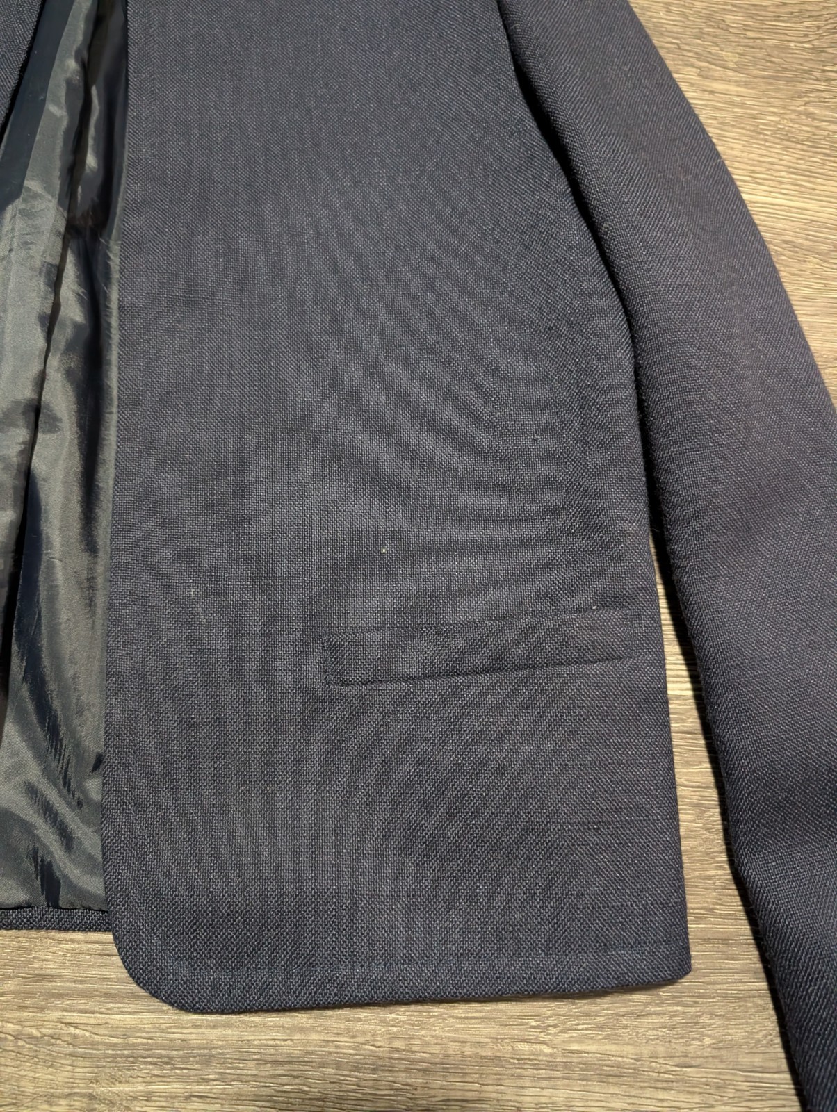 Vintage Prestige of Boston Navy Collarless Blazer – Open Front Professional…