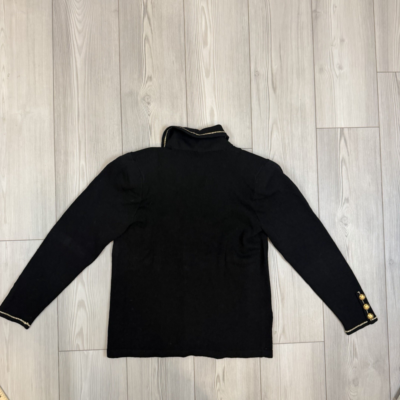 Vintage Don Sayres For Wellmore Wool Blend Black Blazer Gold Embellishment 8