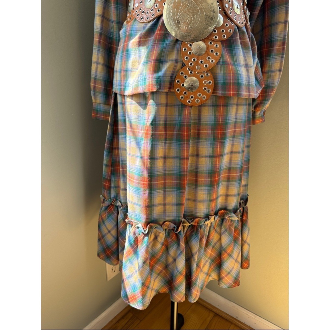 Sears vintage western flannel plaid shirt and midi skirt set EVC size Small