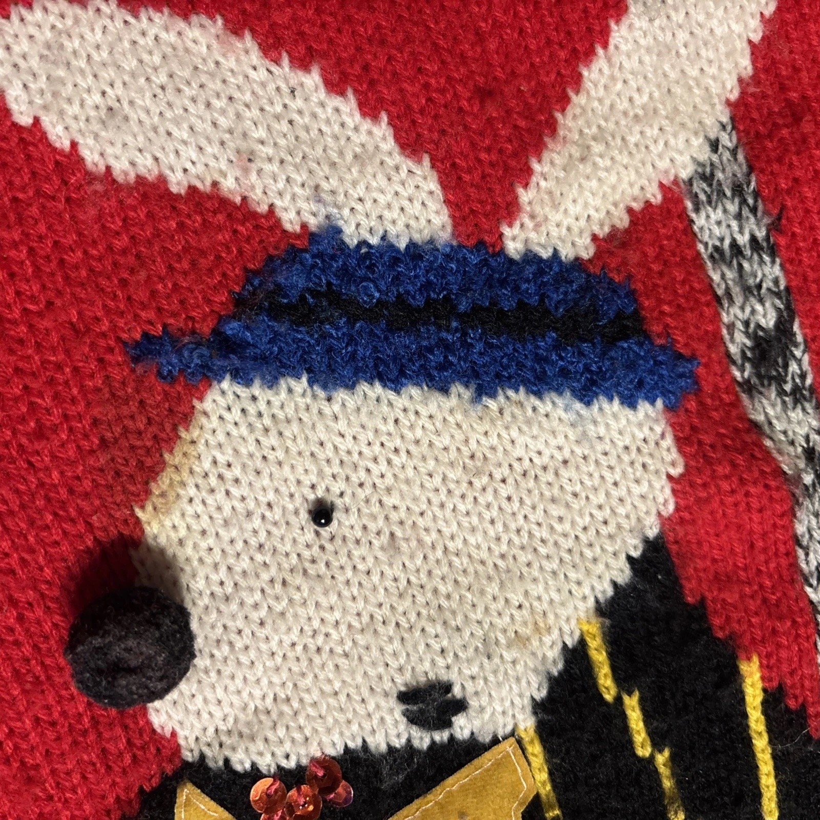 Vintage Novelty Knit Rabbit Dog Sweater Red | Youth XL / Adult XS | Cut Tag