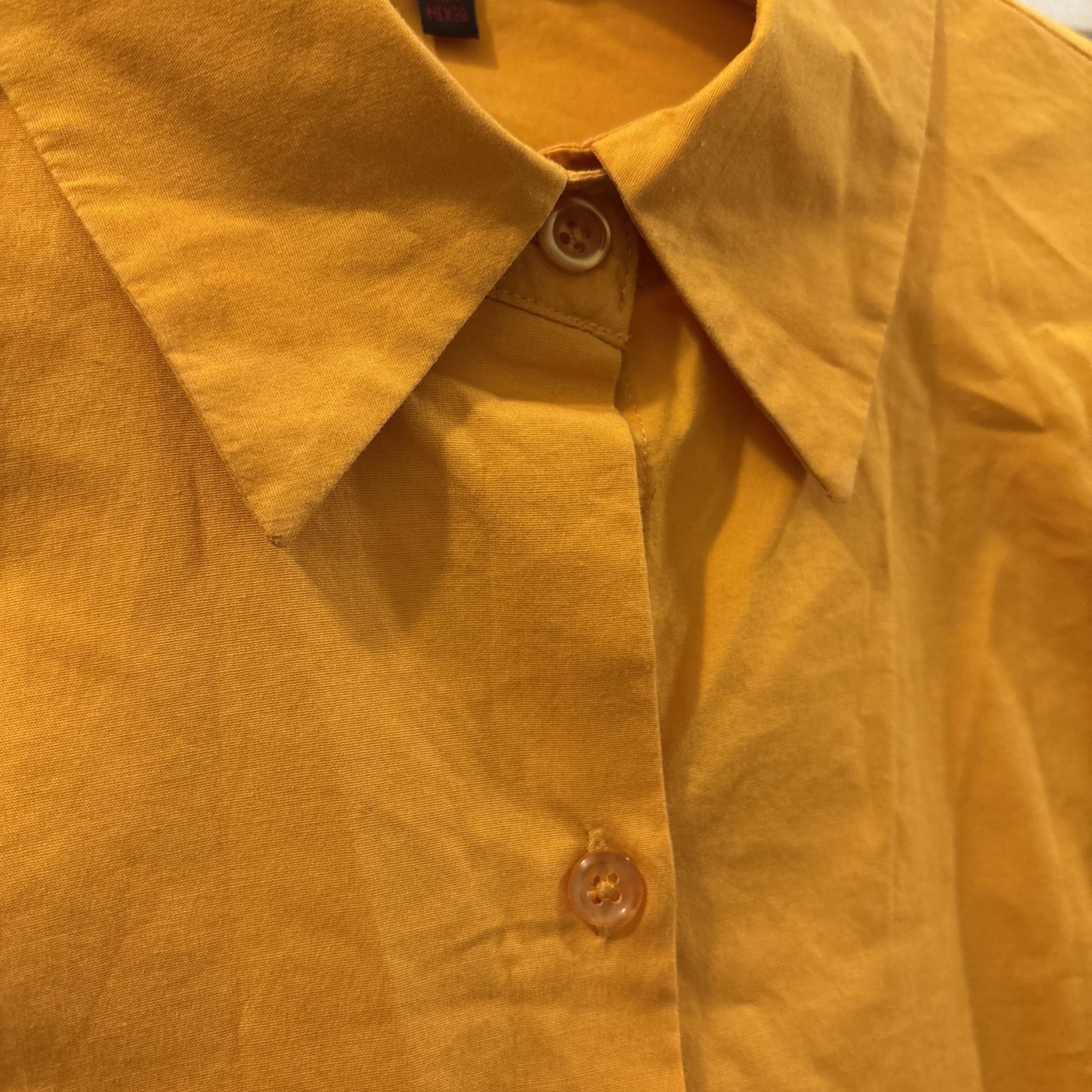 Women’s Zara Basics Button down Collared Shirt Long Sleeves Butter Yellows Sz L
