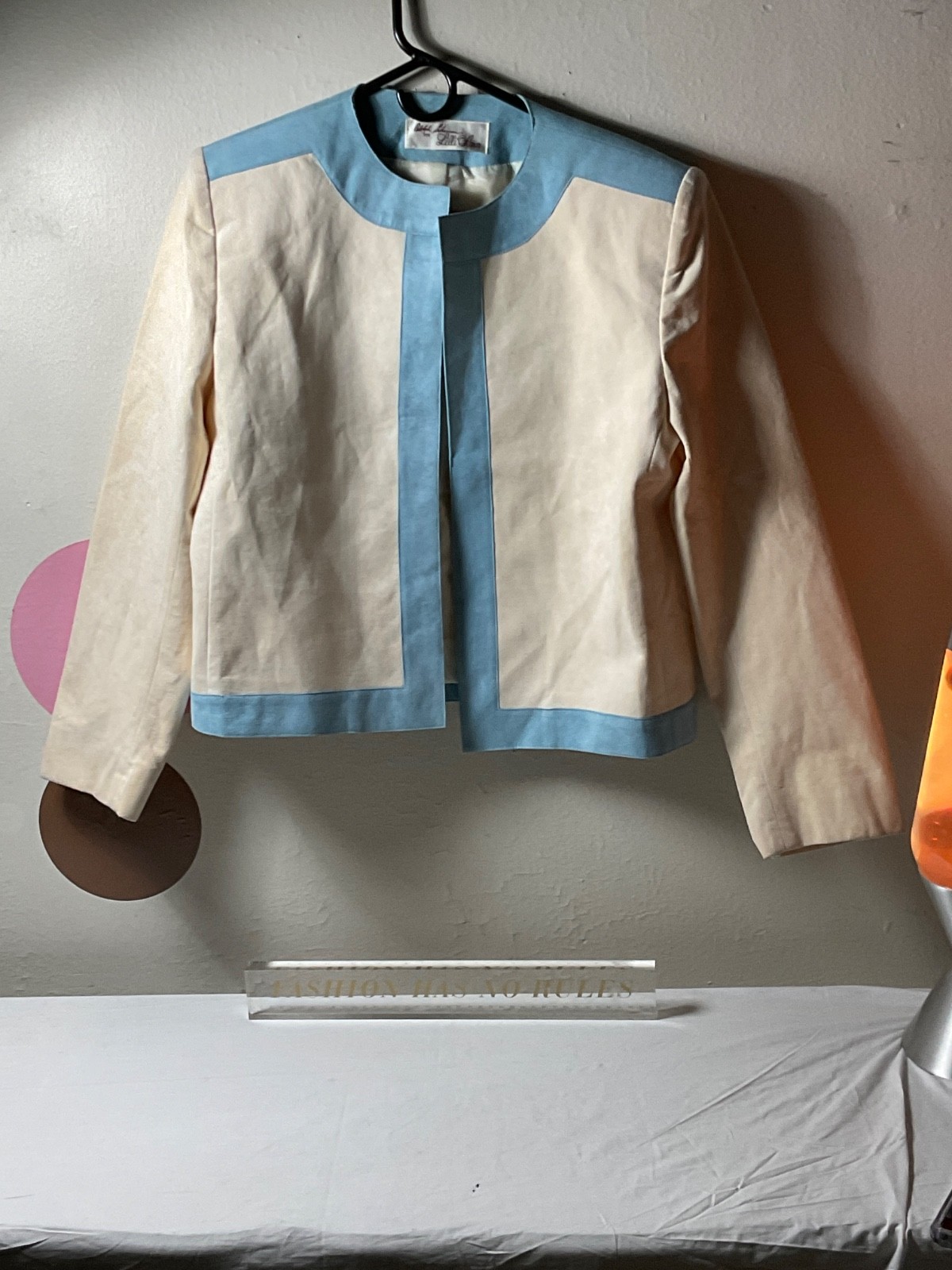 Vintage Lilli Ann Adolph Schuman Career Jacket Ultrasuede Blue/Cornflower Trim