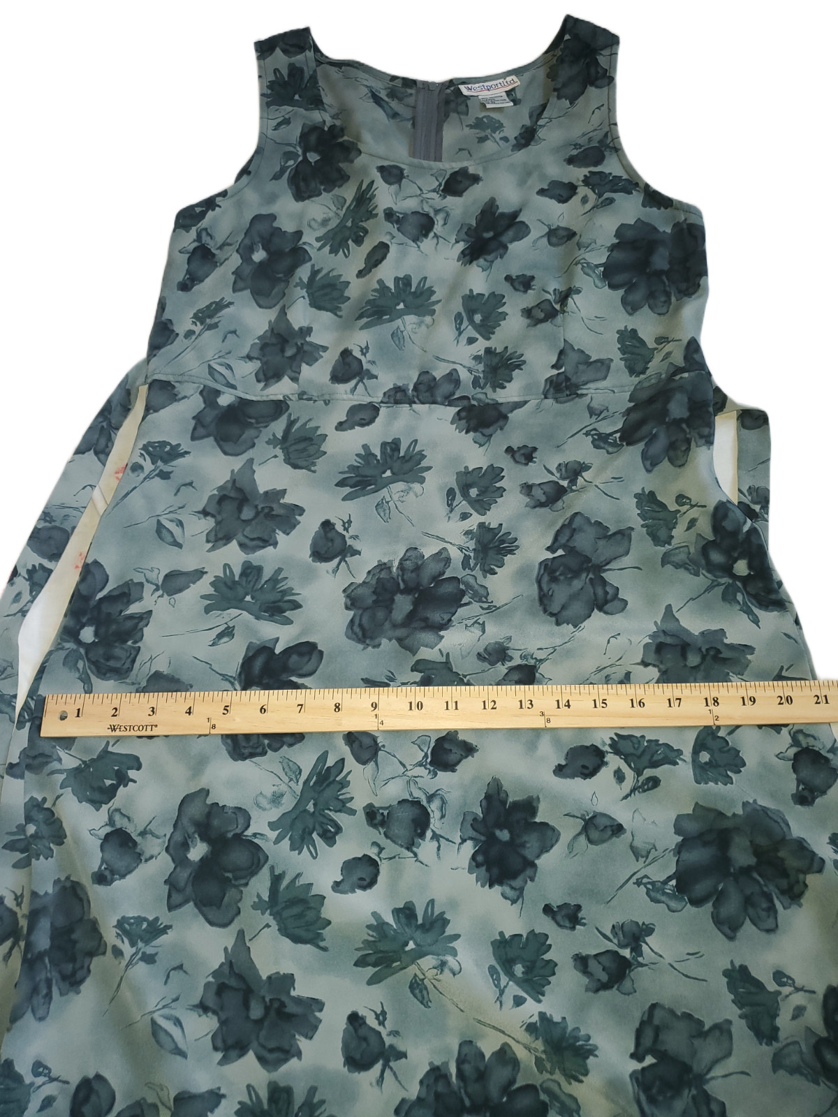Vintage 90s/00s Westport Ltd Blue Watercolor Sheath Dress Tieback S10 M/L