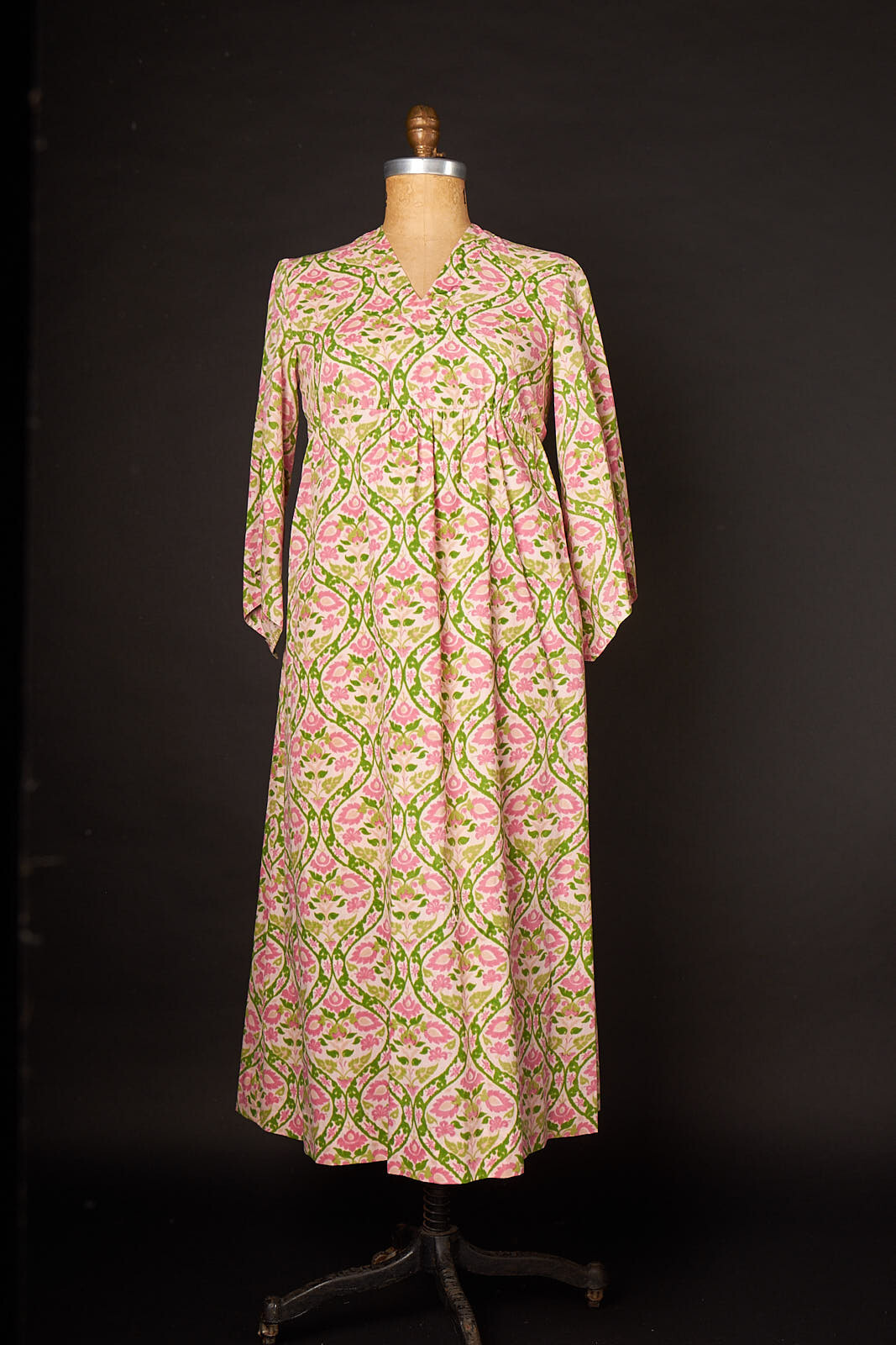 Vintage 1970s Pink and Green Caftan Style Dress