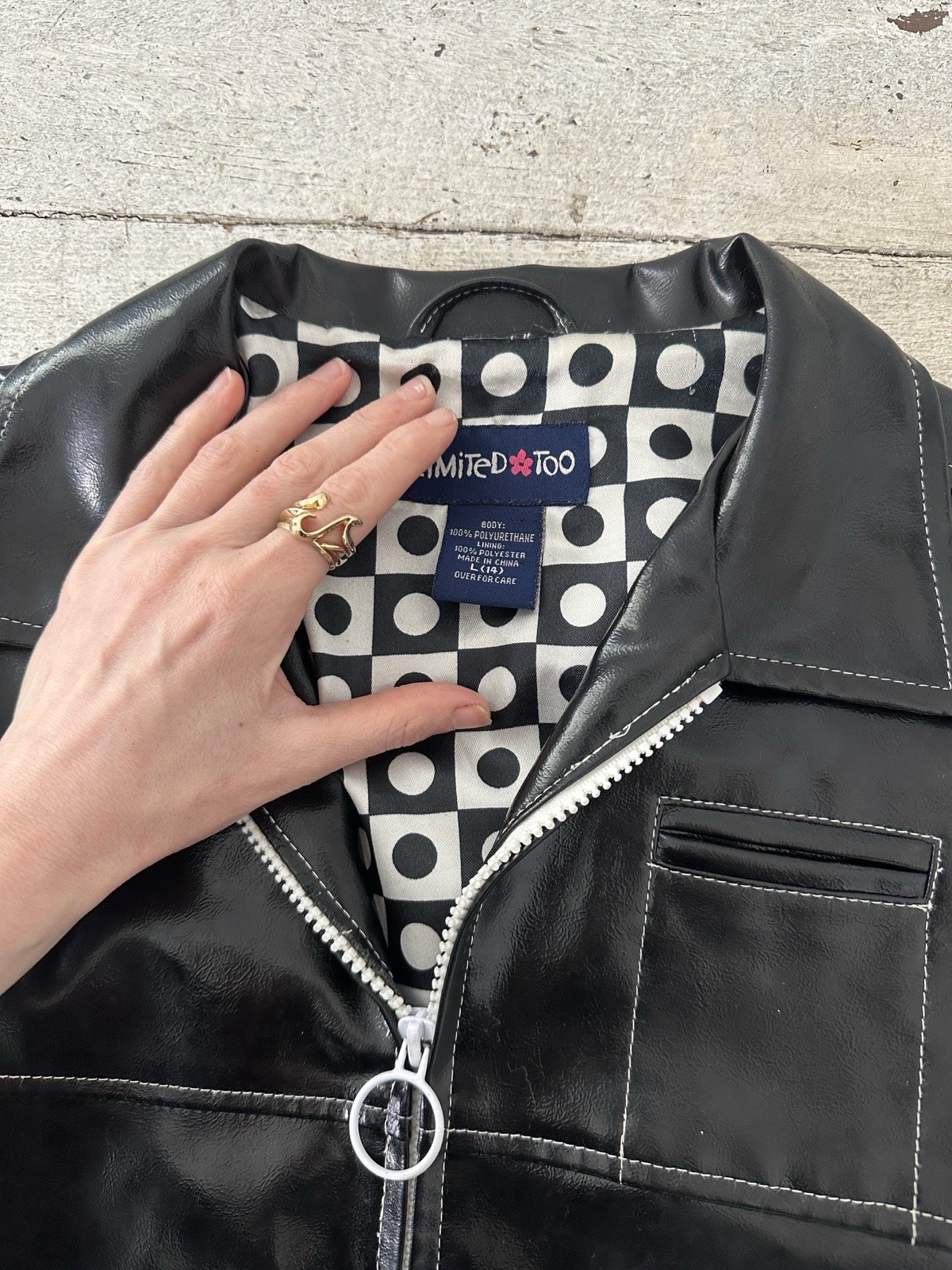 Vintage Y2K Does 60s Mod Liquid Look Patent Vegan Leather Limited Too Jacket