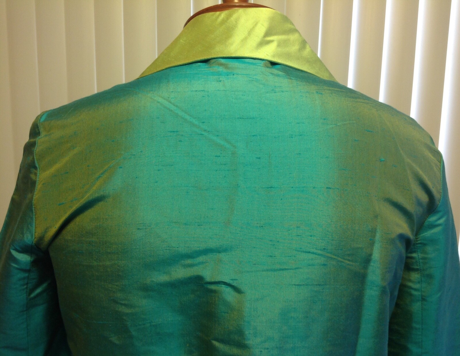 Nieman Marcus Exclusive VTG Womens Silk Shirt Blazer Jacket Blue Green Small