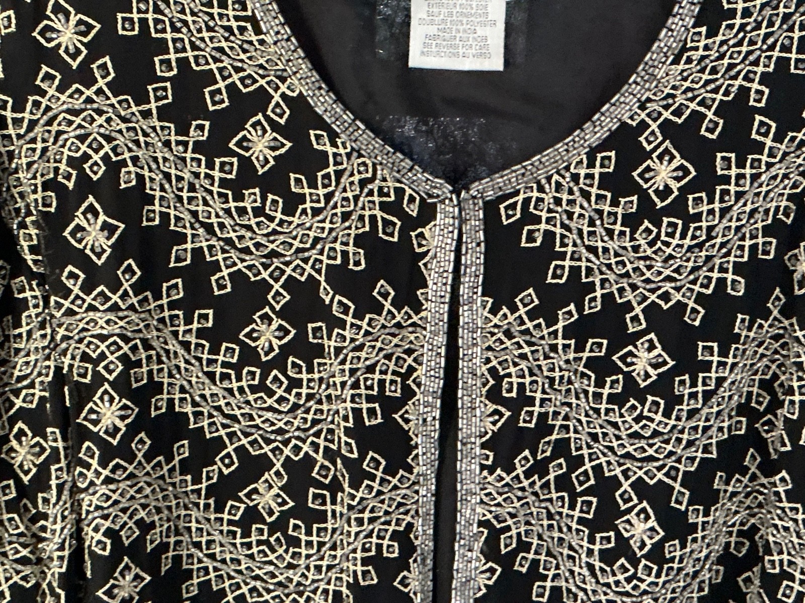 VINTAGE ADRIANNA PAPELL EVENING XL GLASS beaded embroidered JACKET/overlay