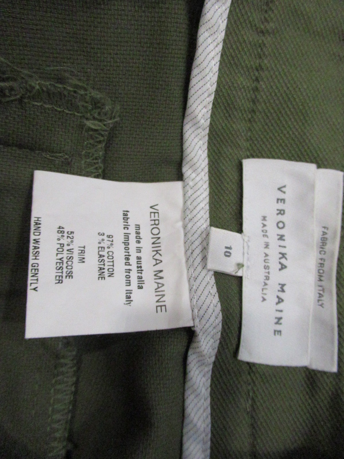 Veronika Maine Skirt Khaki Green Size 10 Australia Cotton A-Line VG 2010s