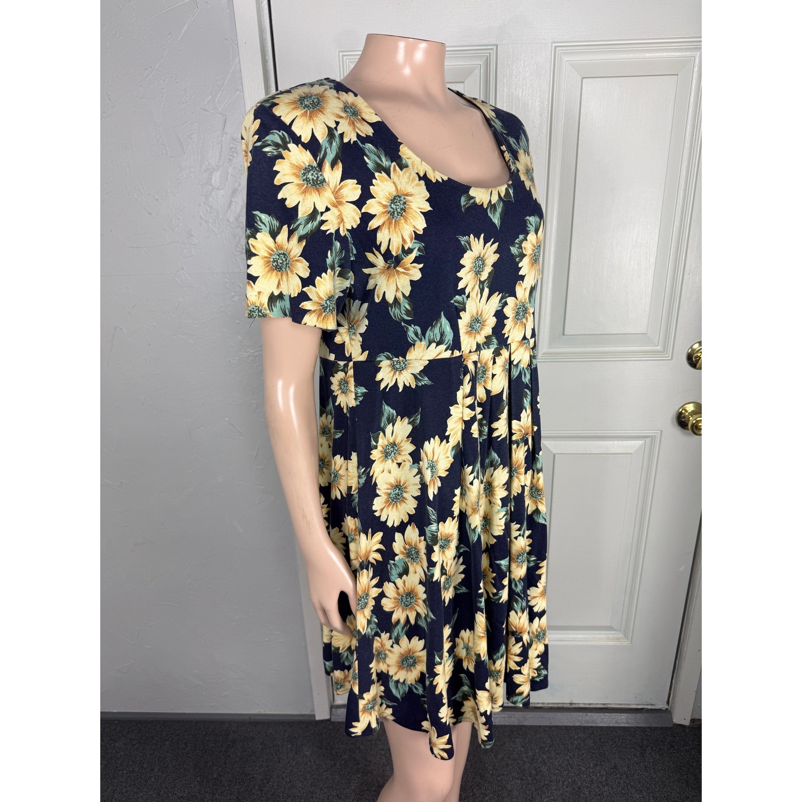 Vintage 80s 90s Dress Paquette Too! Cotton 6 Floral Sunflower Short sleeve V3-26