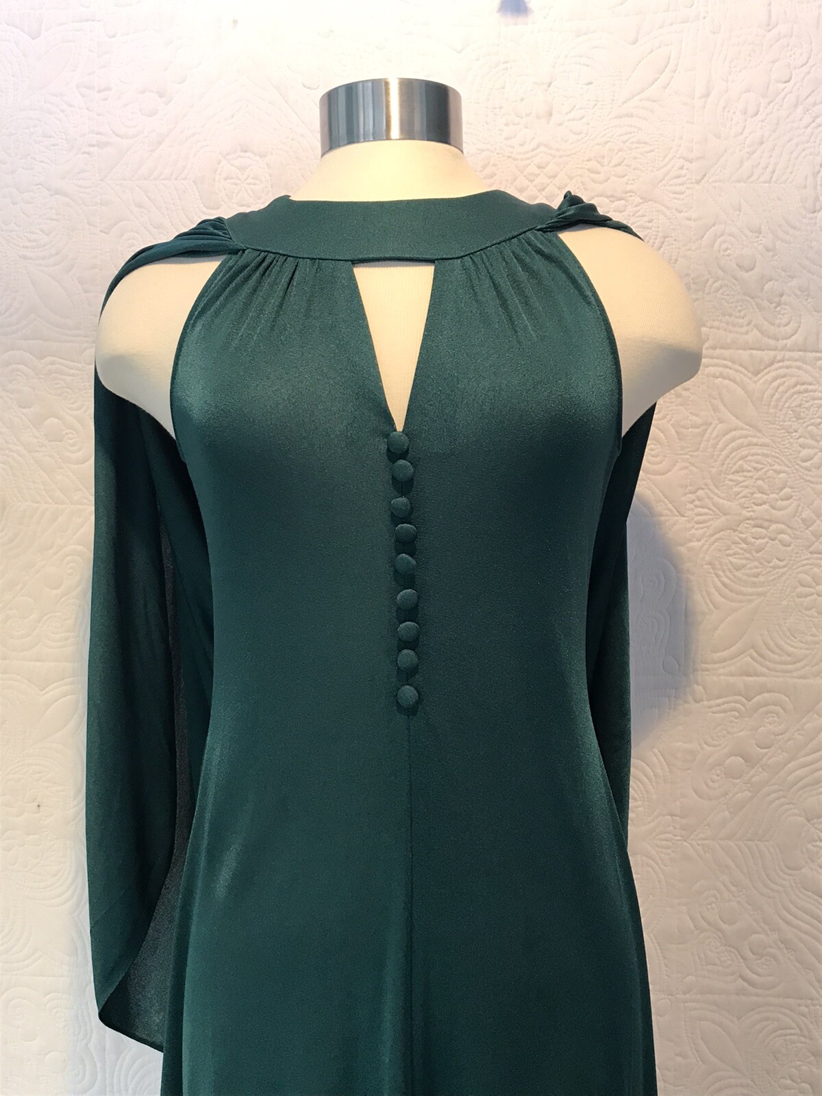 Vintage 70s Halter Maxi Dress With Capelet Green 9/10 Boho Disco Awesome!