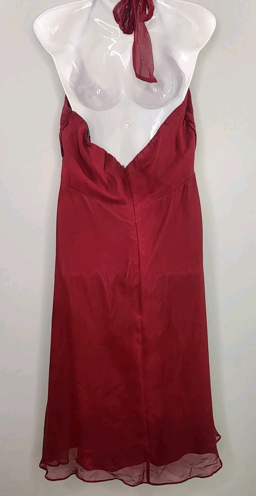 Vintage/Y2K Midnight Velvet Burgundy 100% Silk Halter Midi Dress Fairy Whimsical