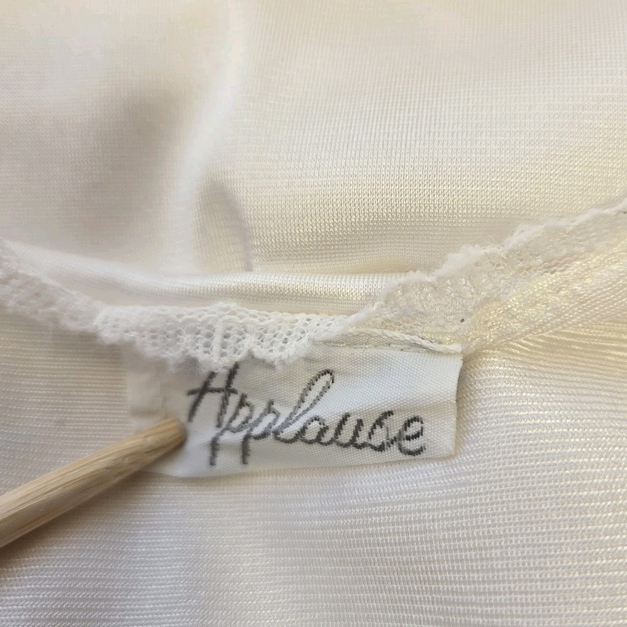 Vintage Applause JCPENNEY Full Slip Size 36 White Nylon Lace Lingerie