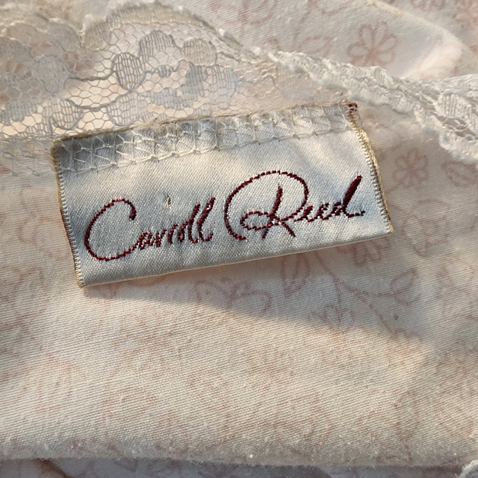 Vintage CARROLL REED Size Medium Pink White Floral Short Sleeve Long Nightgown