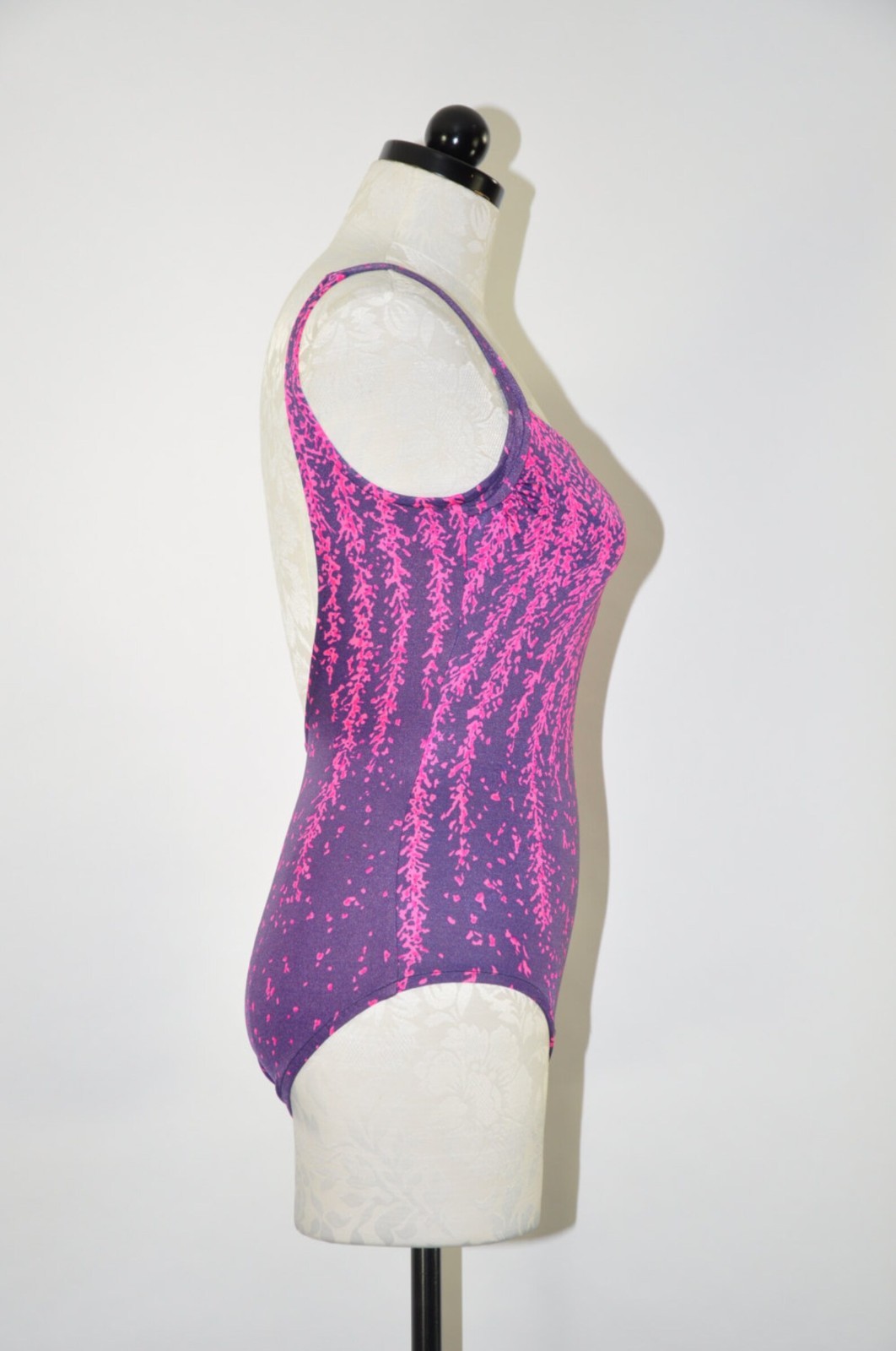 60s Rose Marie Reid Purple Hot Pink Wisteria Backless One Piece Swimsuit Women S