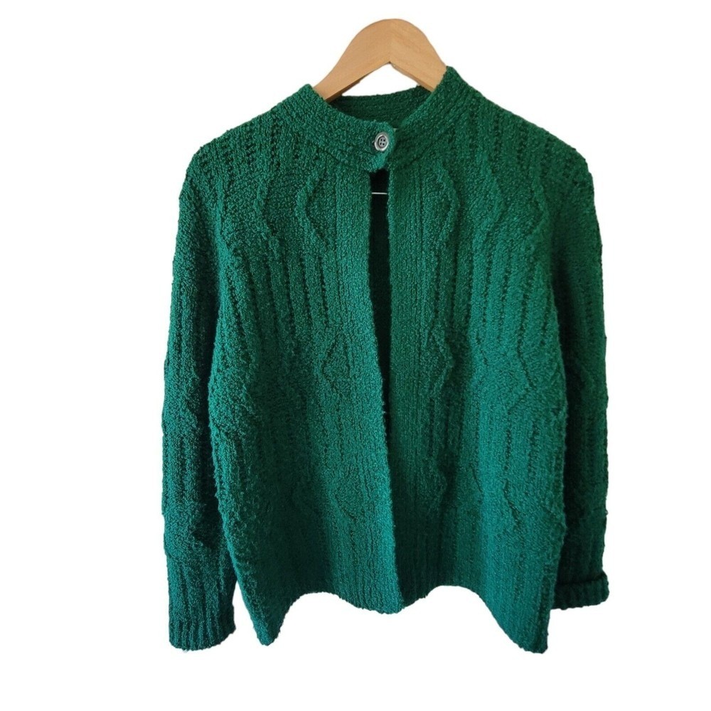 Objectives Vintage Cardigan Green Shaw Sweater LARGE