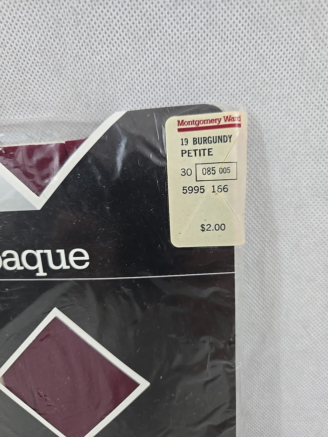 Vintage Montgomery Ward Fashion Opaque Pantyhose Petite Burgandy
