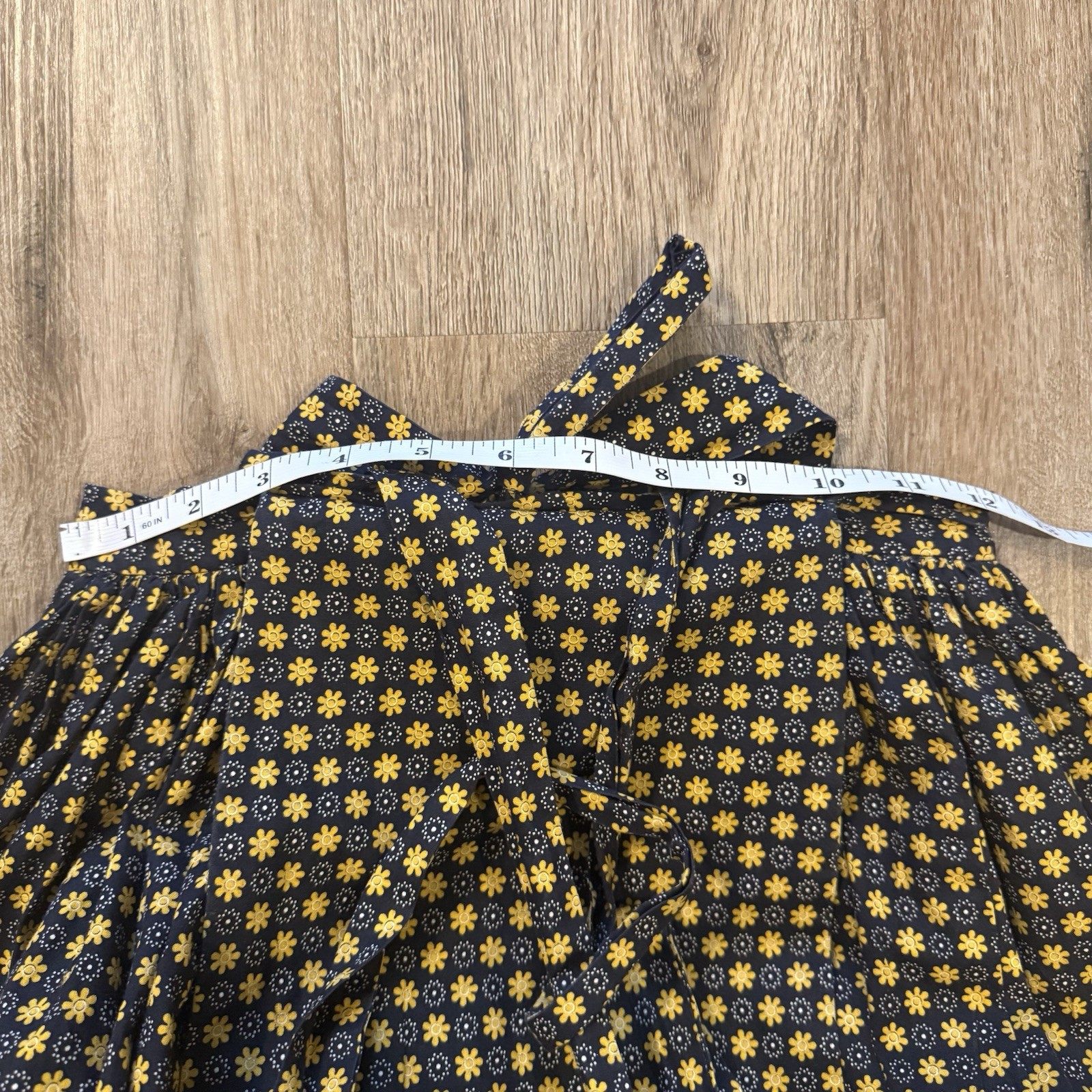 Vintage Lord and Taylor Apron Dress Black Yellow Retro 50s 40s Rockabilly Sz XS